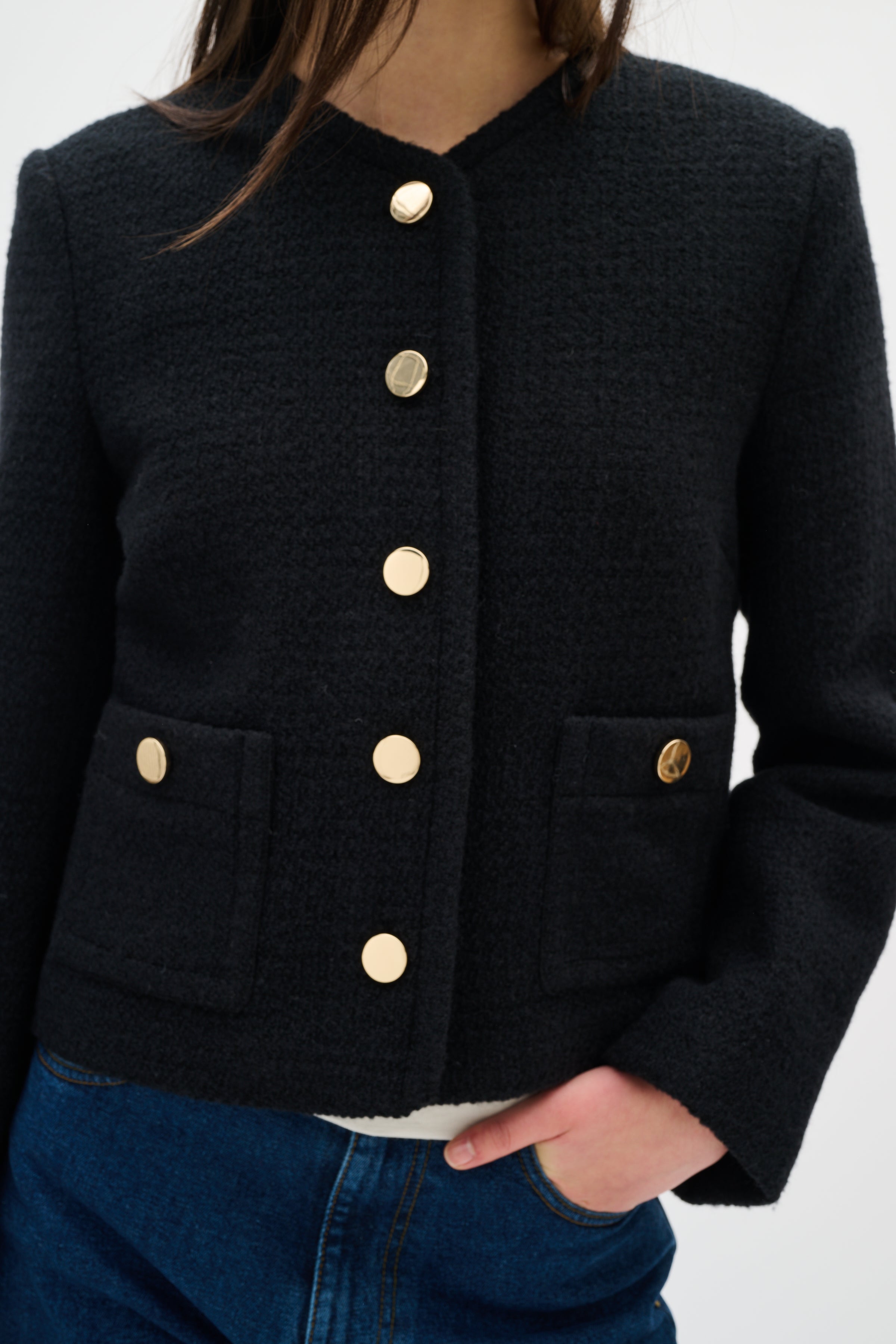 black button up blazer jacket 