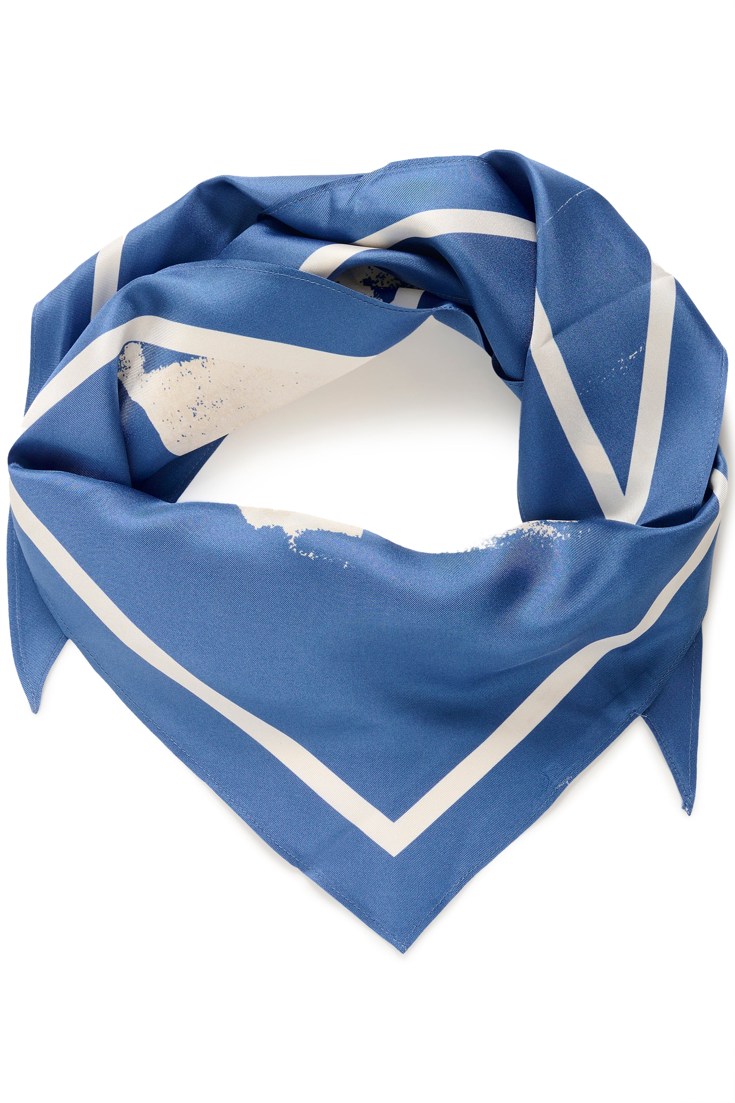 100% silk cream and blue scarf