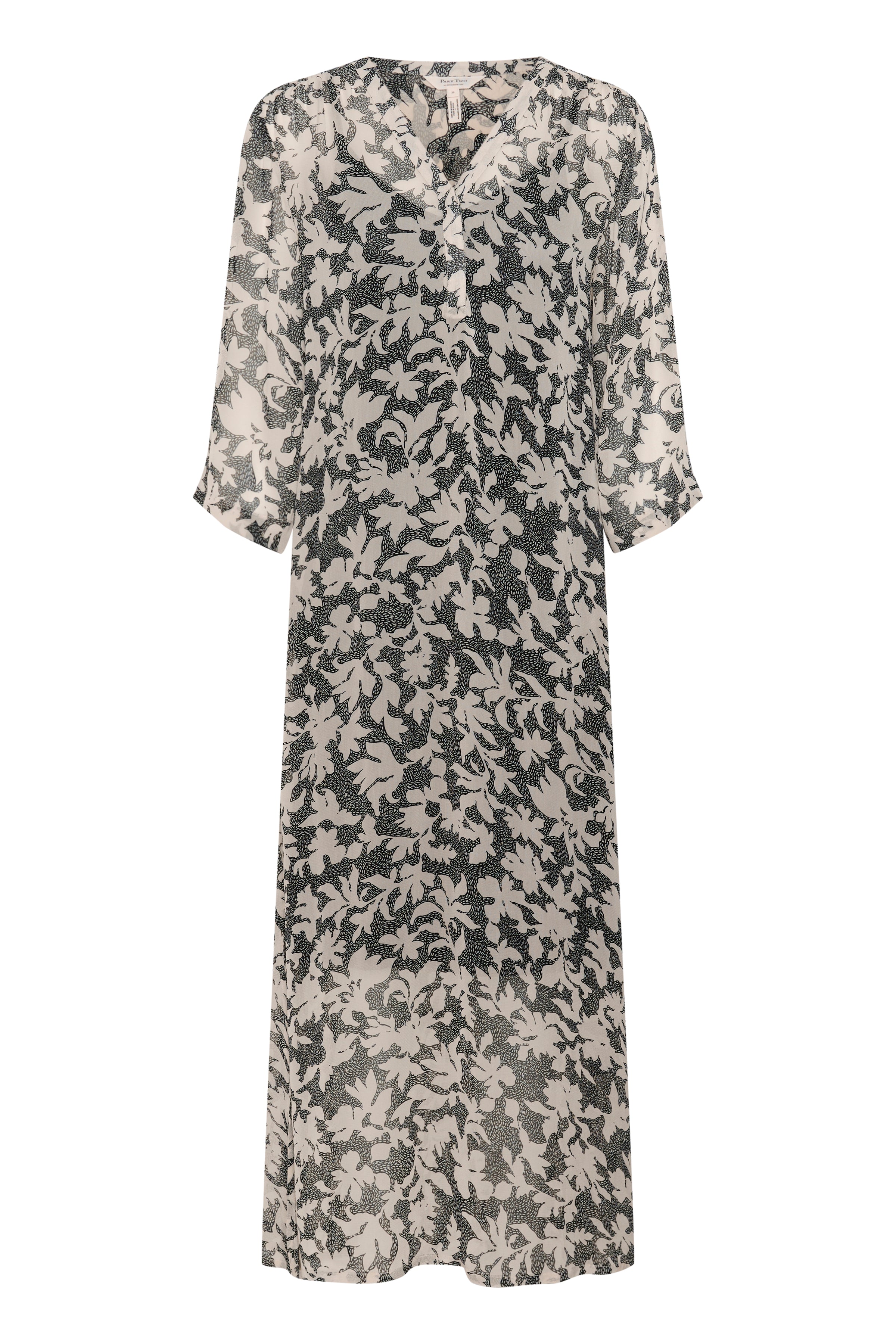 Berit Long dress - Black Flower