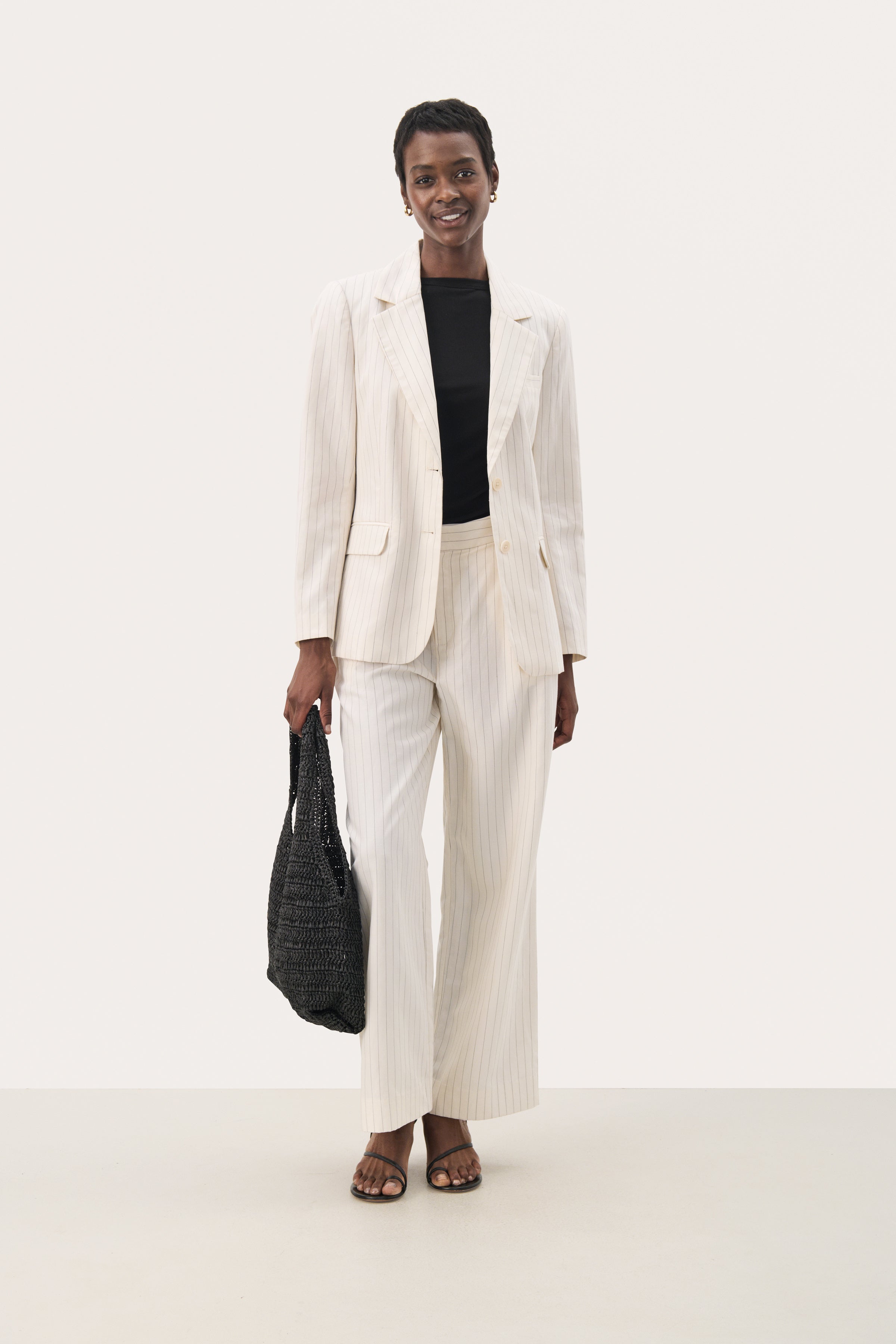 Rabia Trouser - Whitecap Gray Stripe