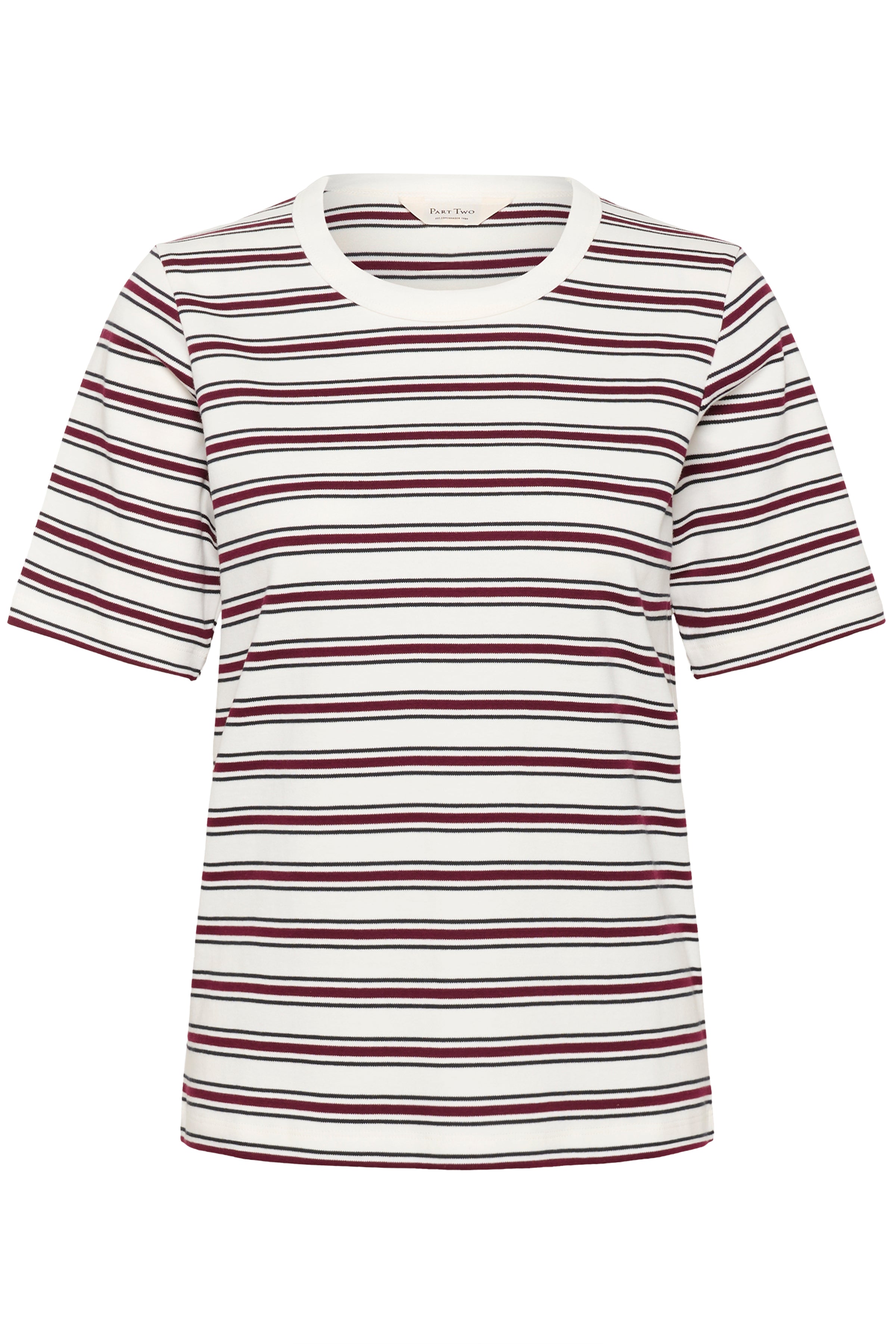 Part Two Ratana Tee in red and black stripes made from 100% organic cotton