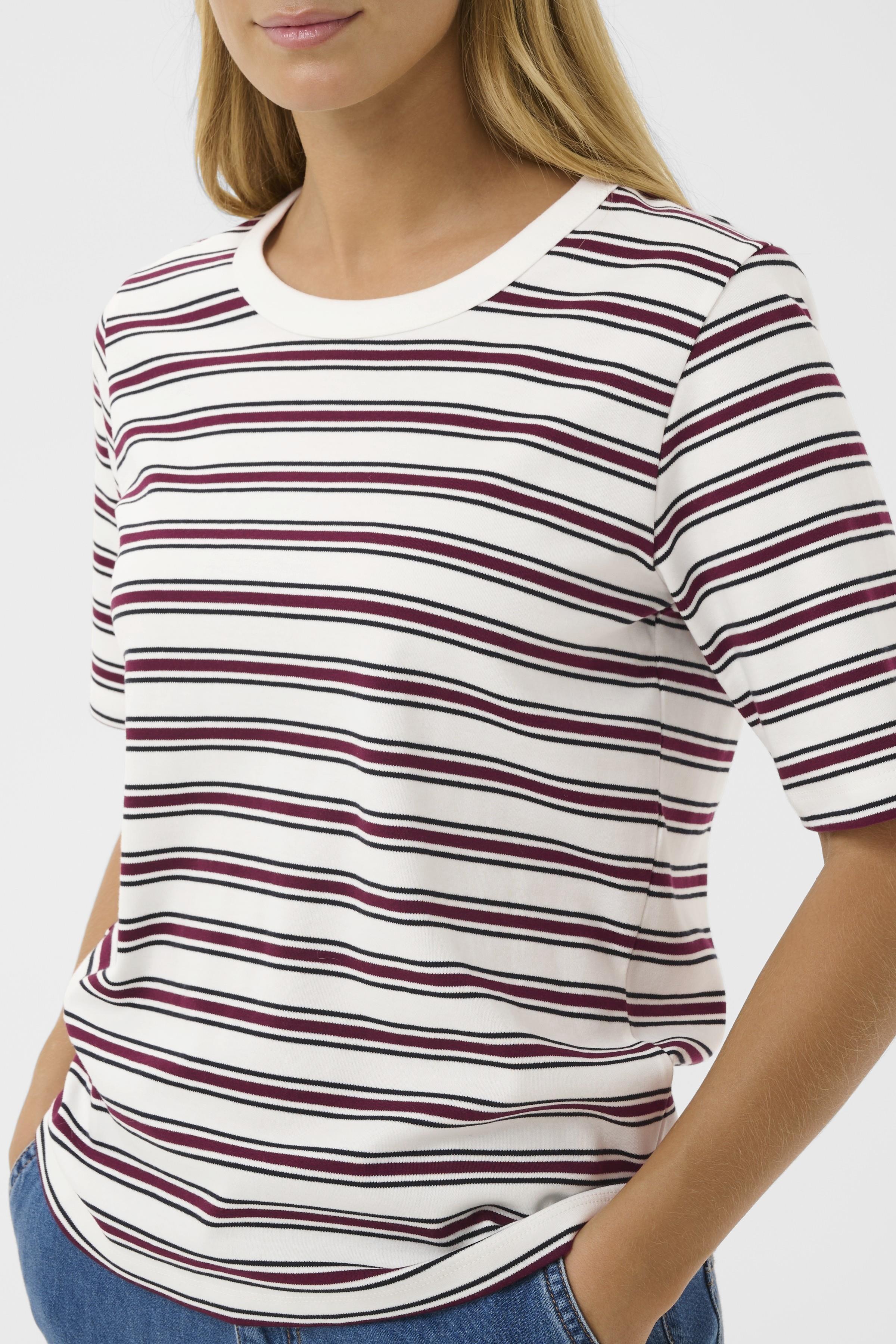 Part Two Ratana Tee in red and black stripes made from 100% organic cotton