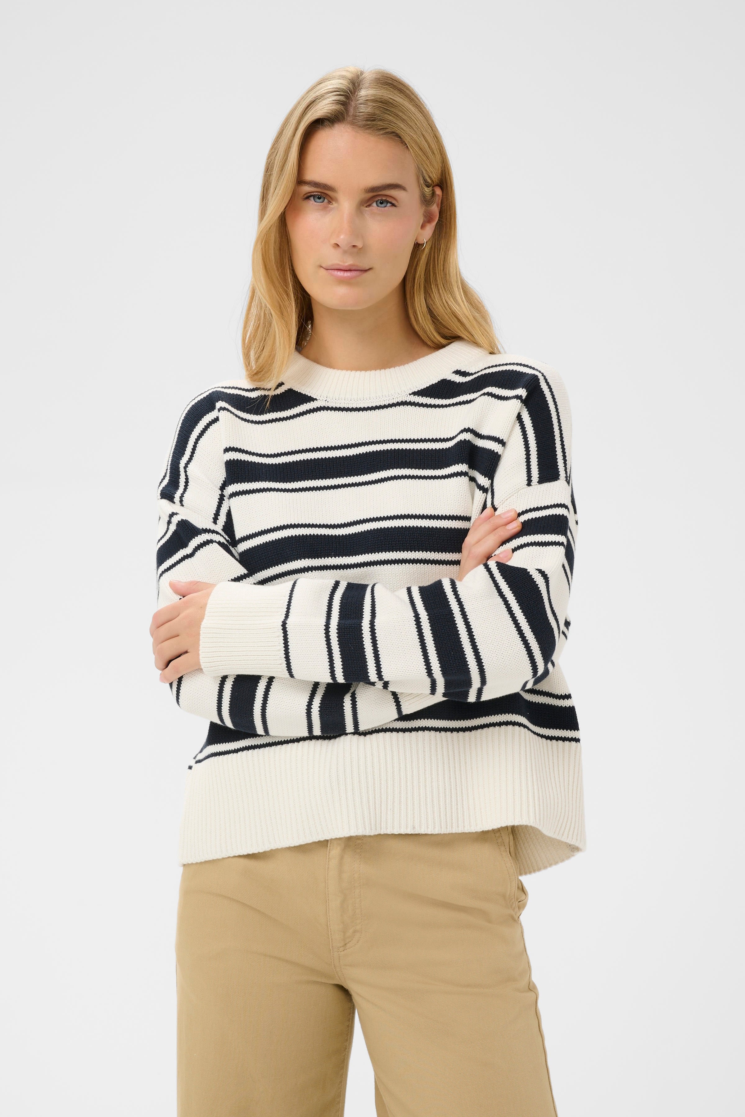 Serafine Pullover - Dark Navy Trio Stripe