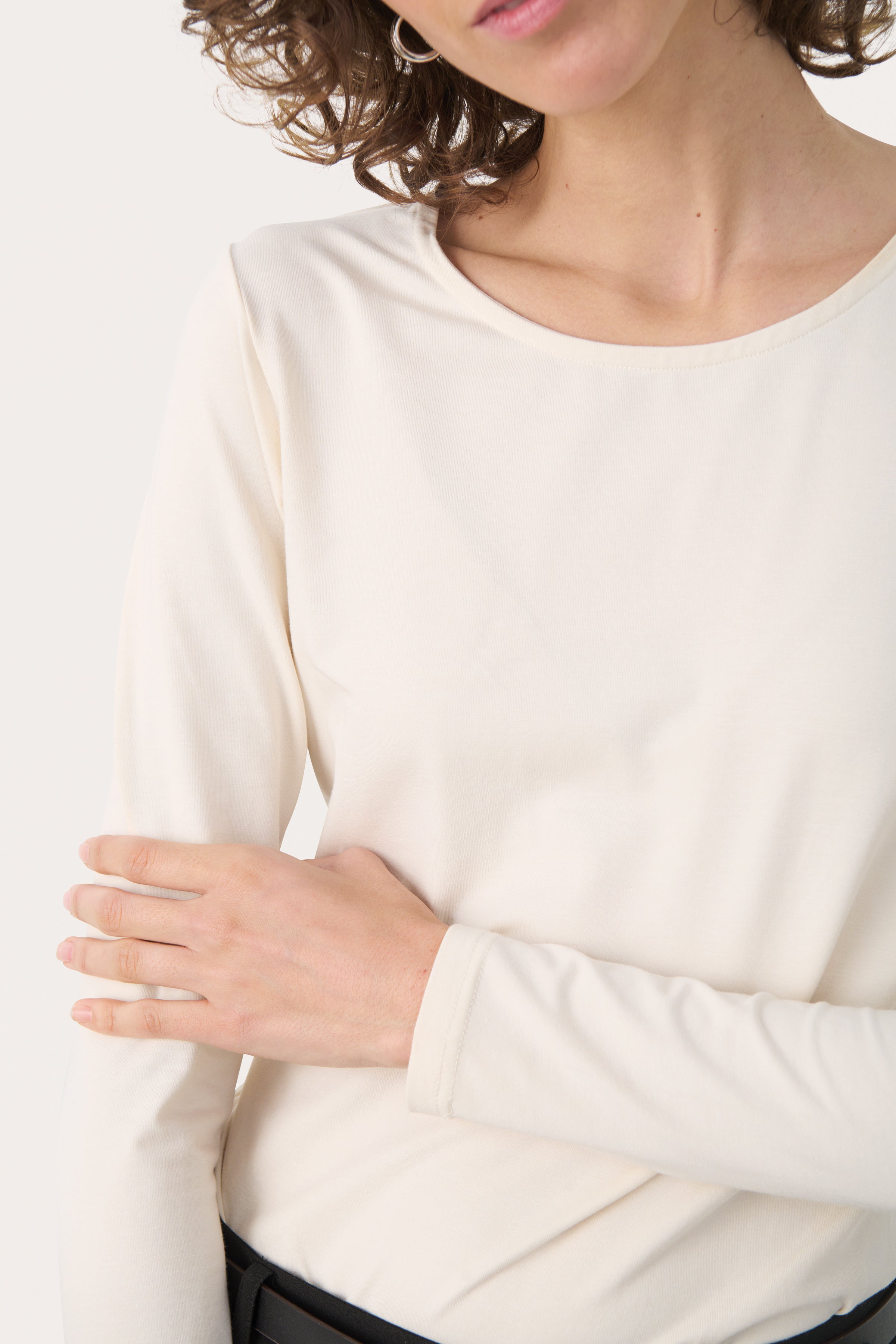 Part Two Nemajas long sleeve t-shirt in Whitecap Gray soft modal blend