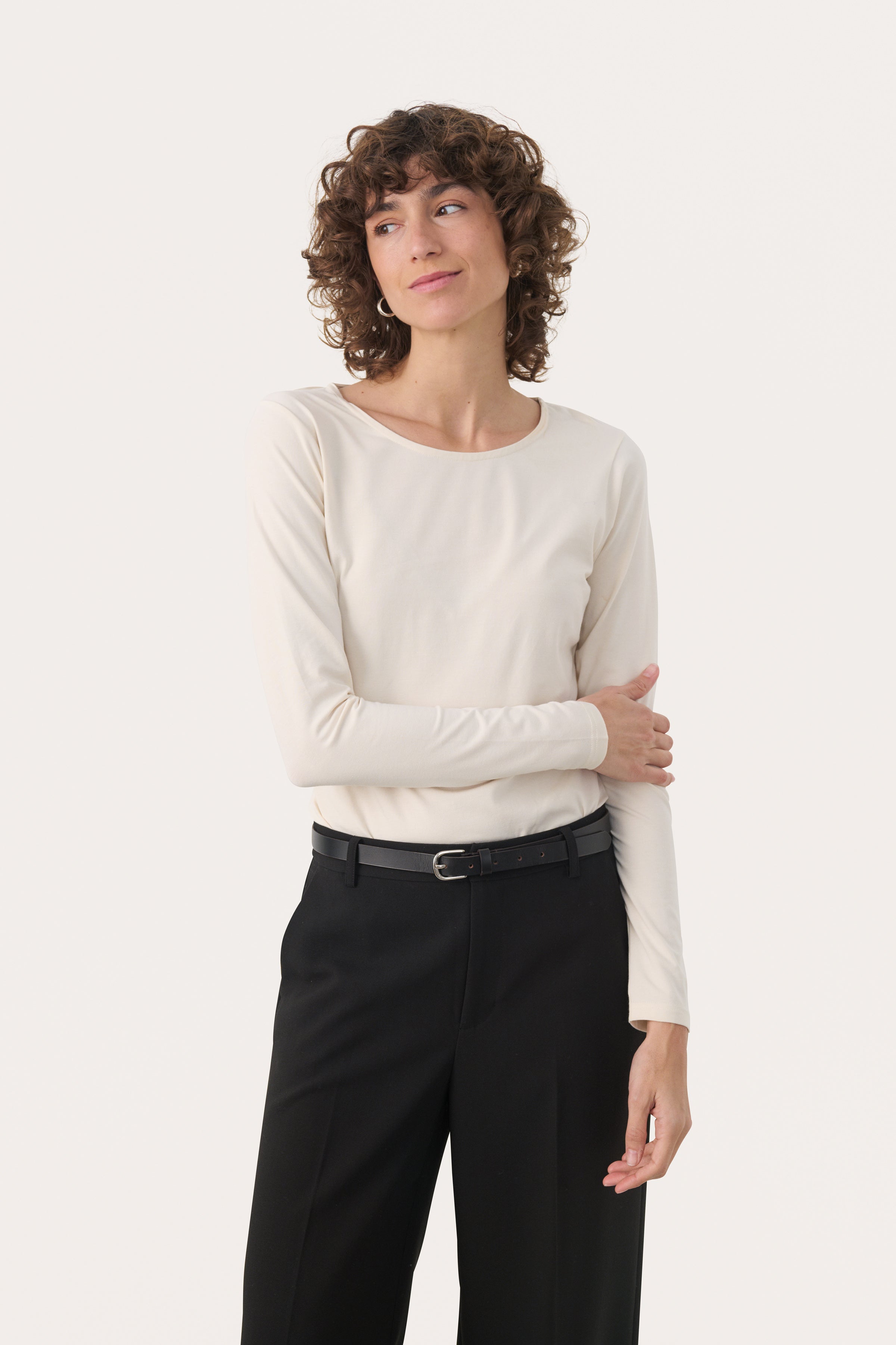 Part Two Nemajas long sleeve t-shirt in Whitecap Gray soft modal blend