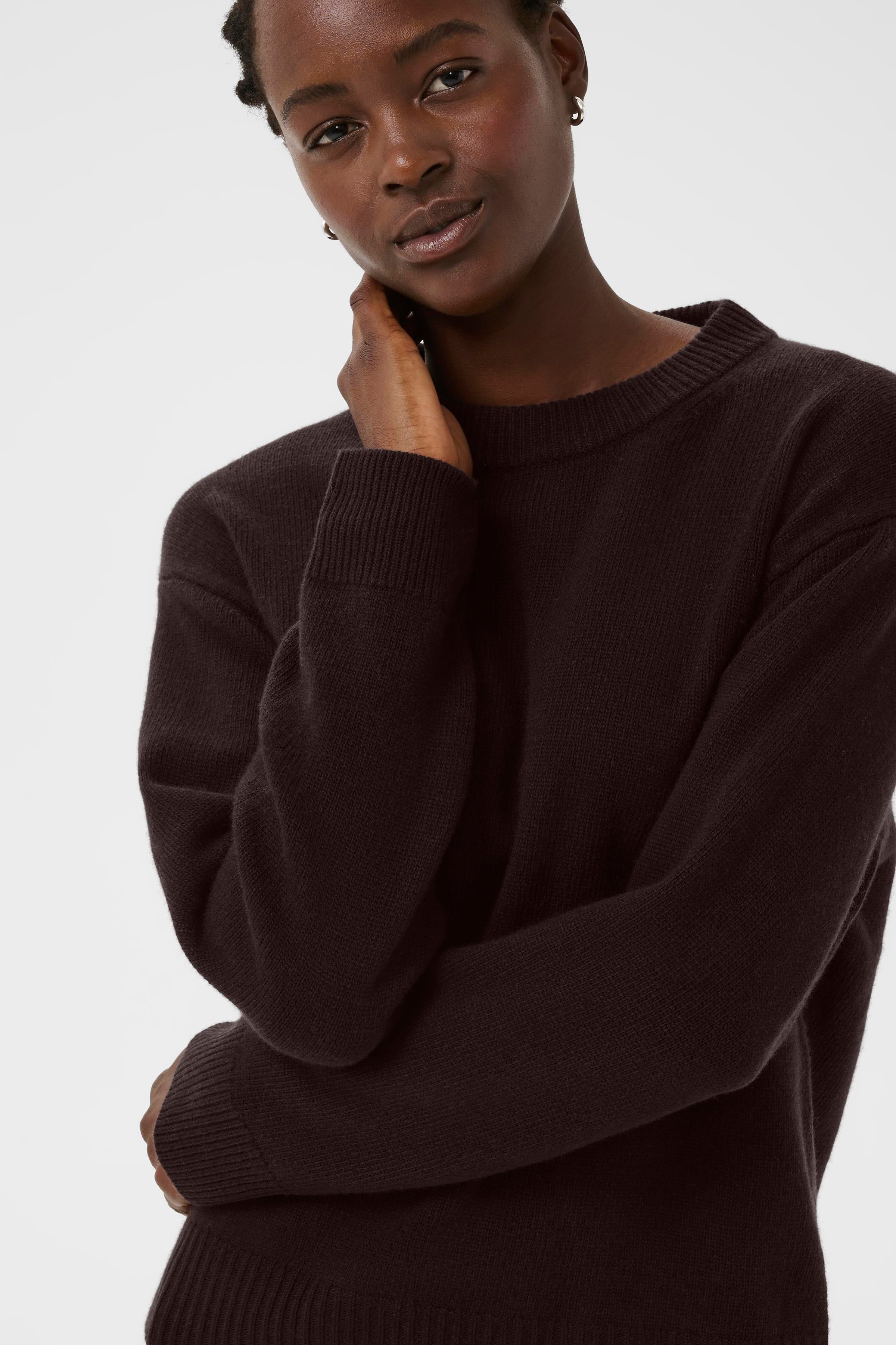 knitted wool pullover dark brown