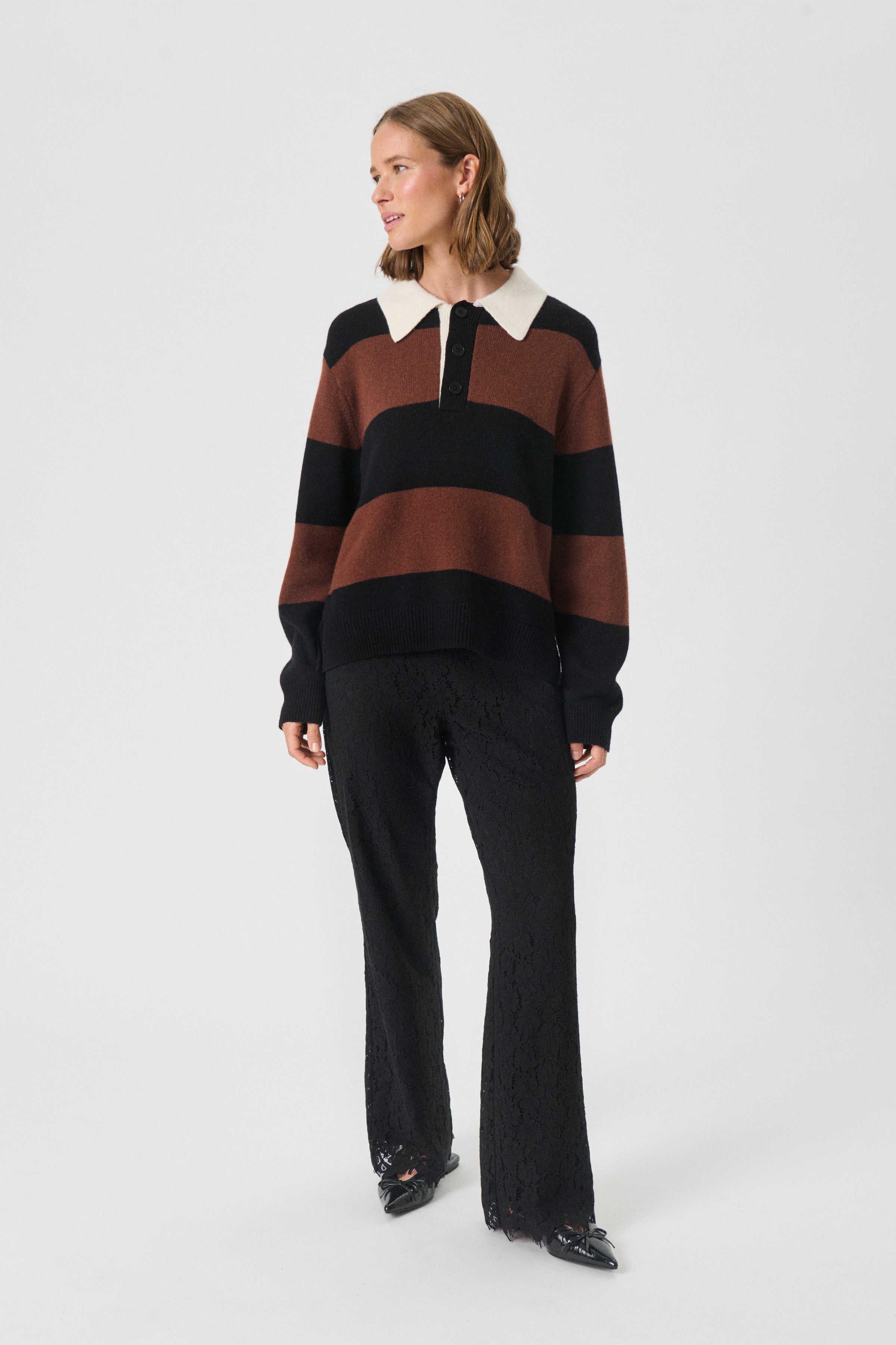 Vinkela Pullover - Sorrel Horse/Black Block Stripe