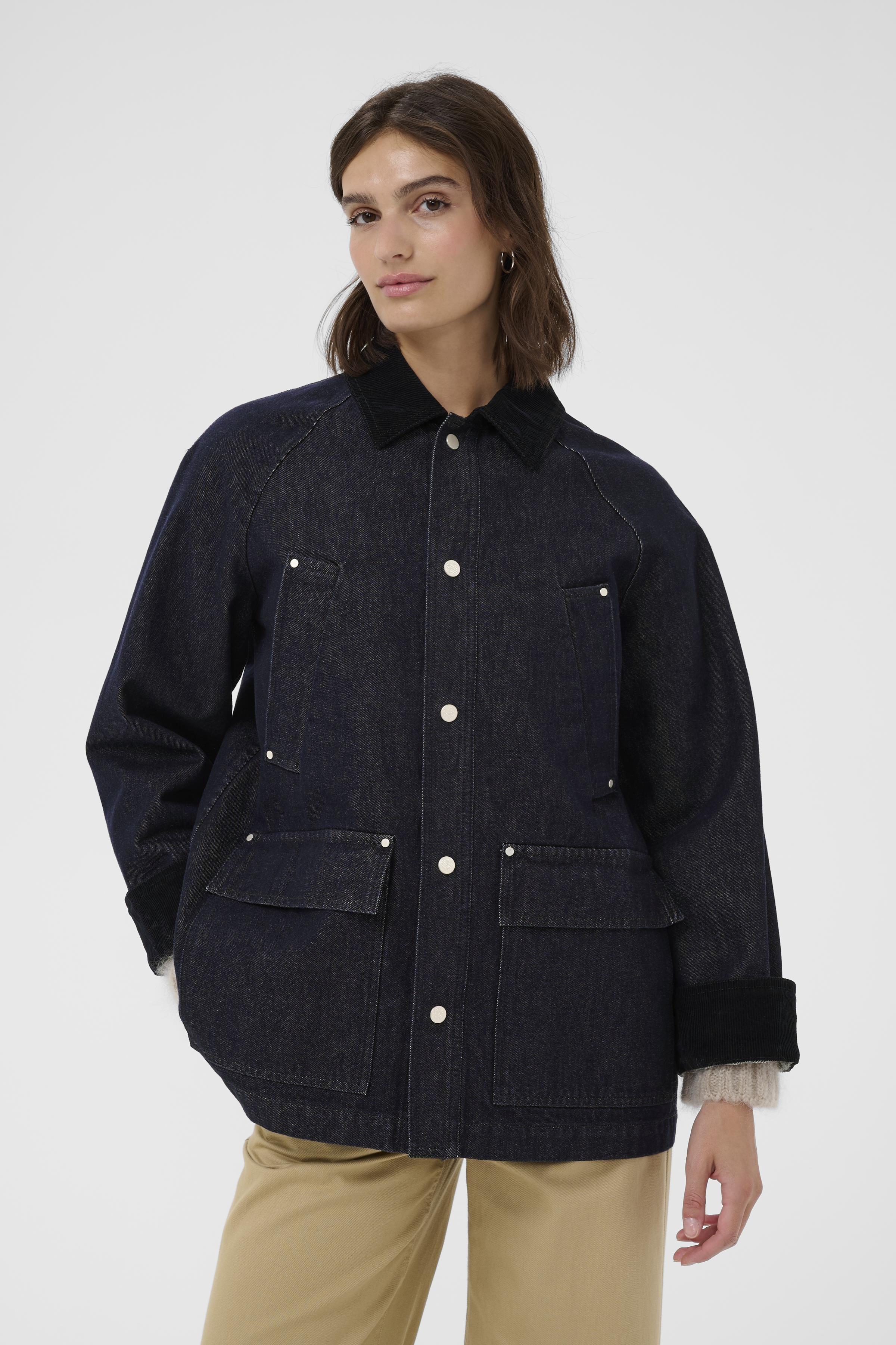 YdunPW Oversized Dark Denim Coat | 100% Cotton Lined Jacket