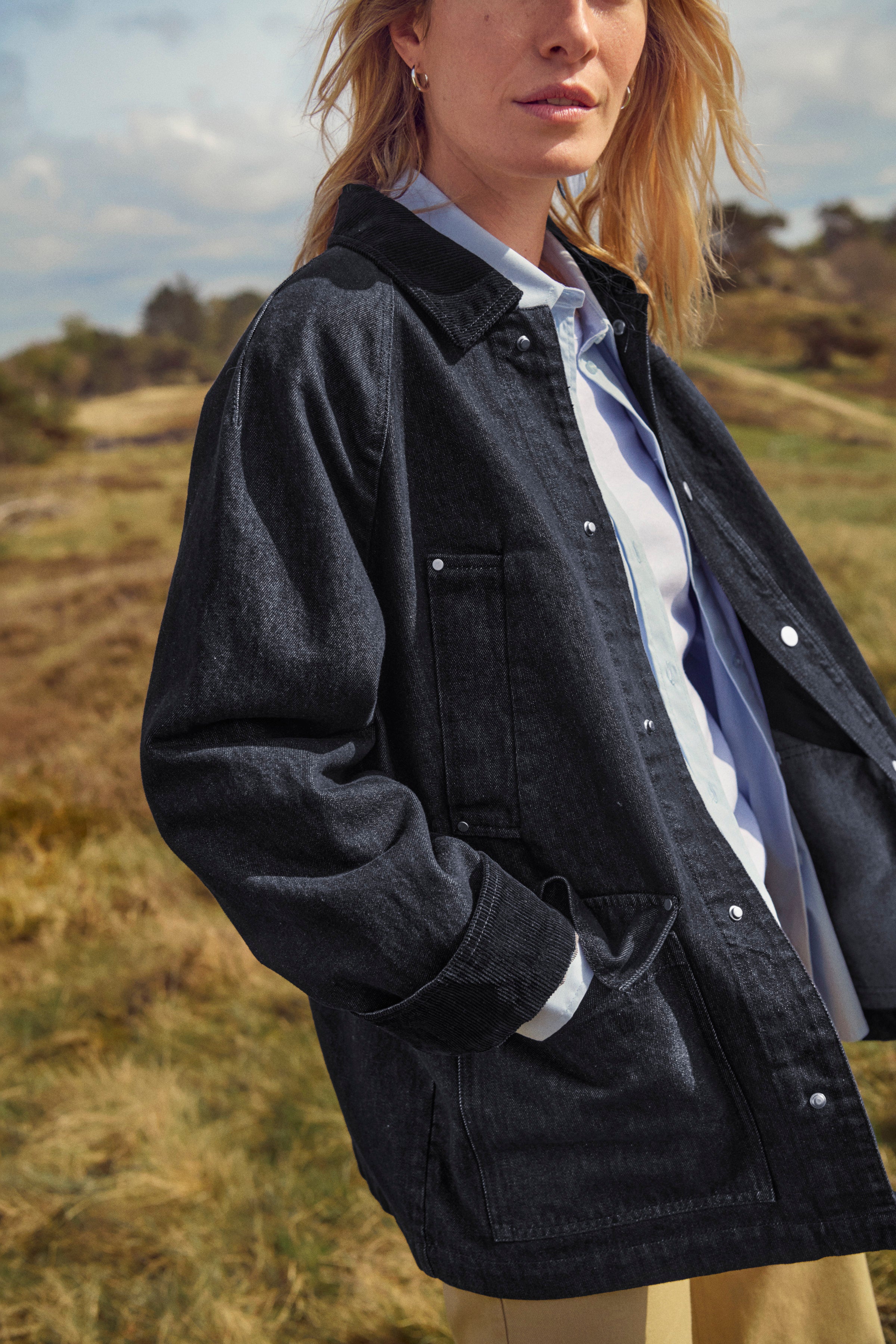 YdunPW Oversized Dark Denim Coat | 100% Cotton Lined Jacket