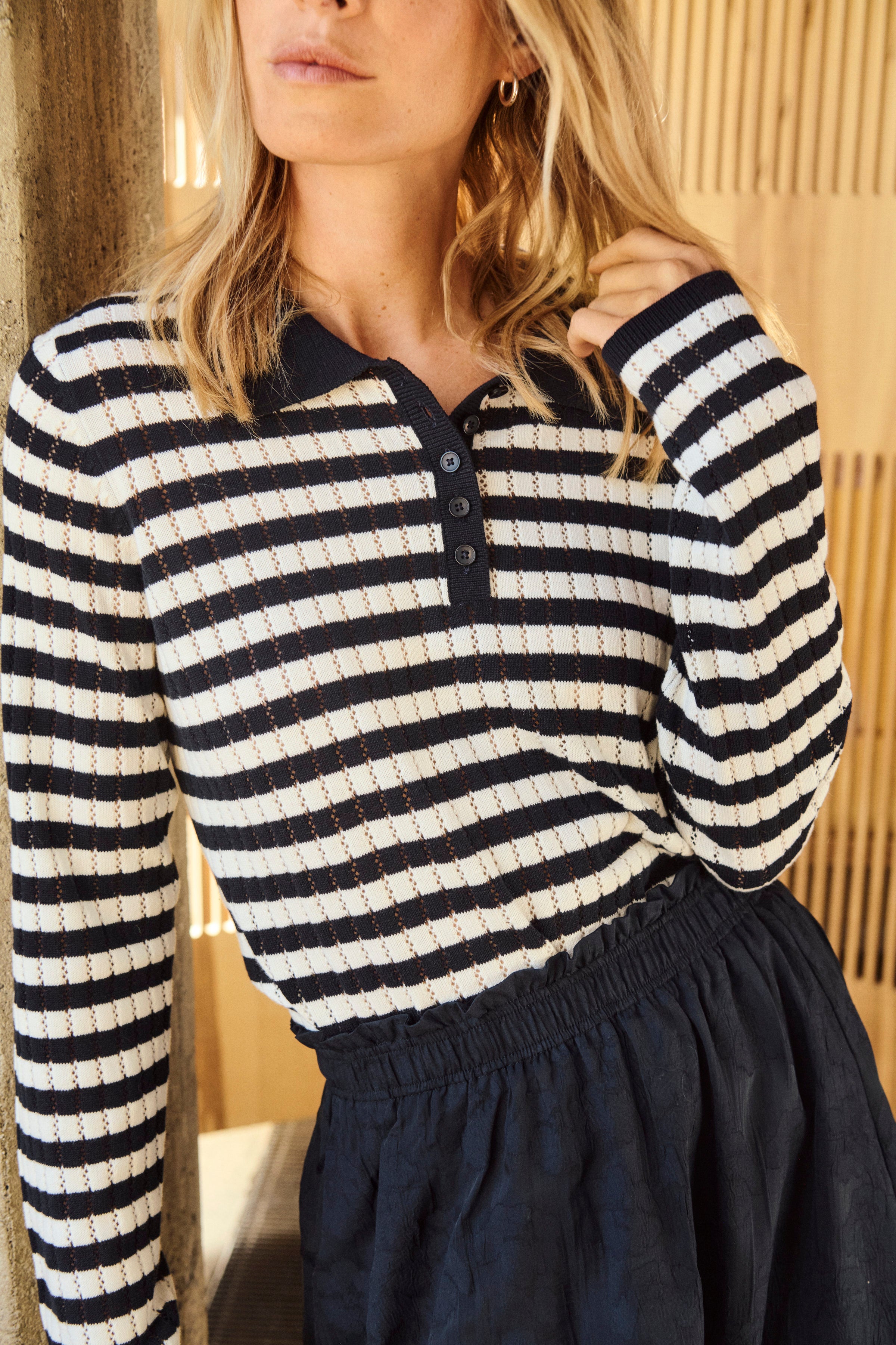 Zaria Pullover - Dark Navy Stripe