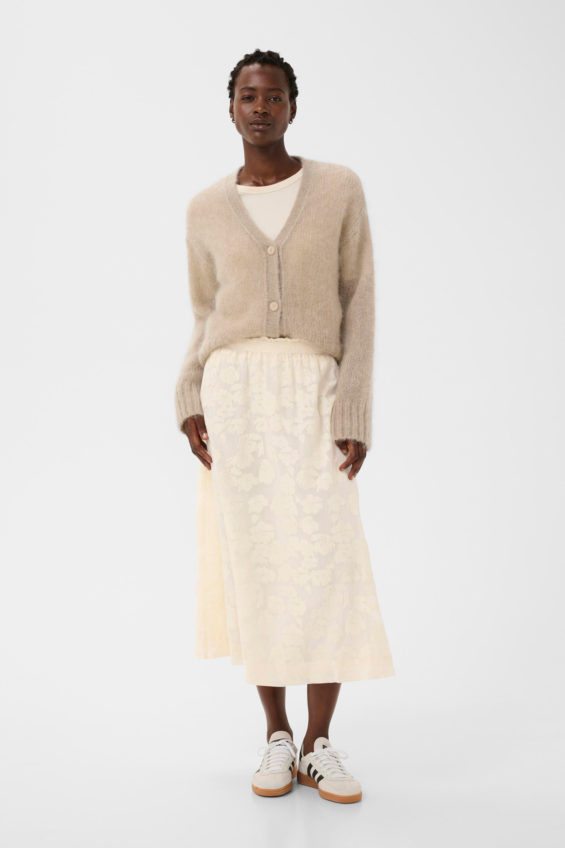 Part Two Zoya Lace Skirt in Whisper White floral texture midi silhouette