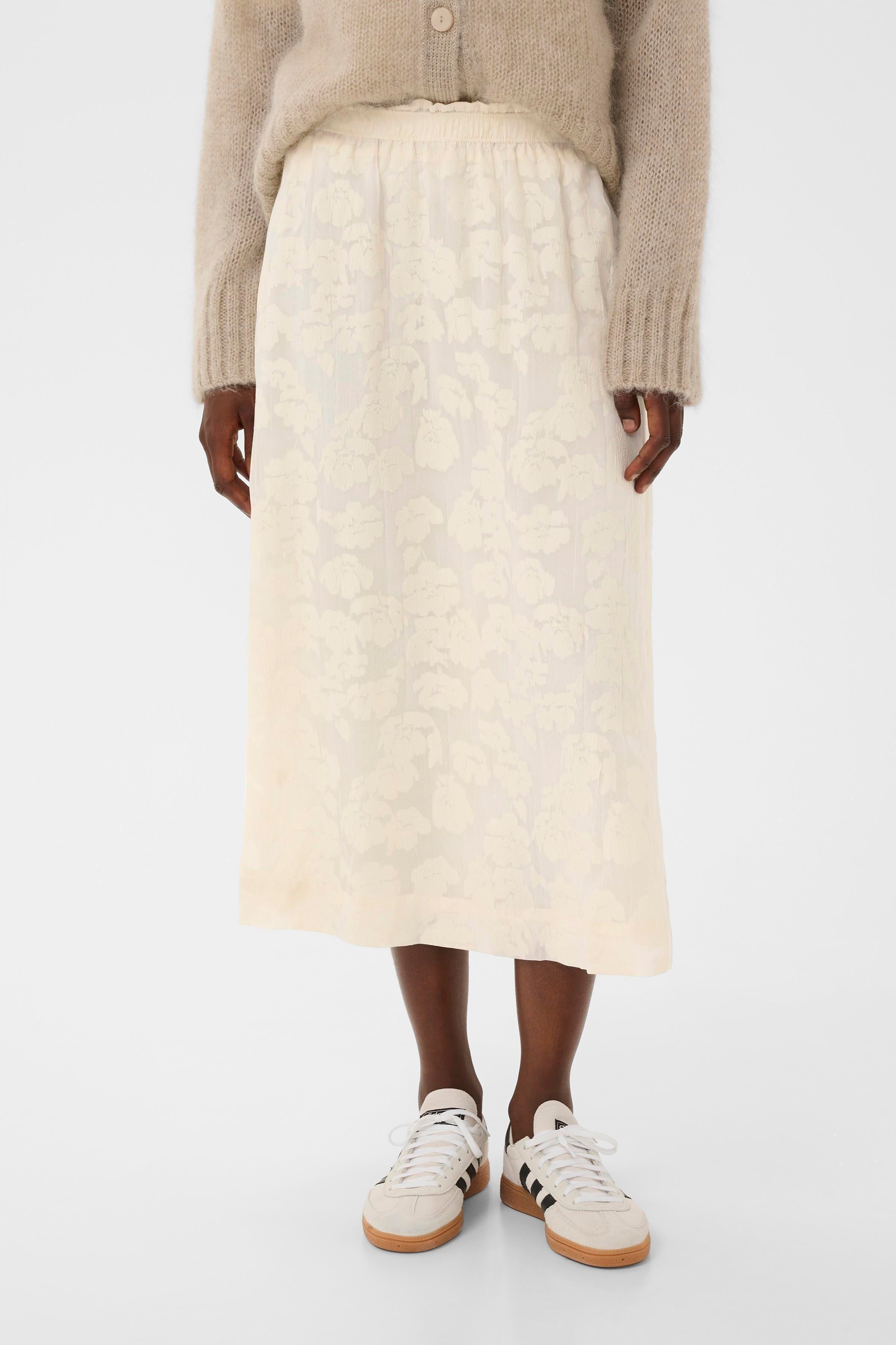 Part Two Zoya Lace Skirt in Whisper White floral texture midi silhouette