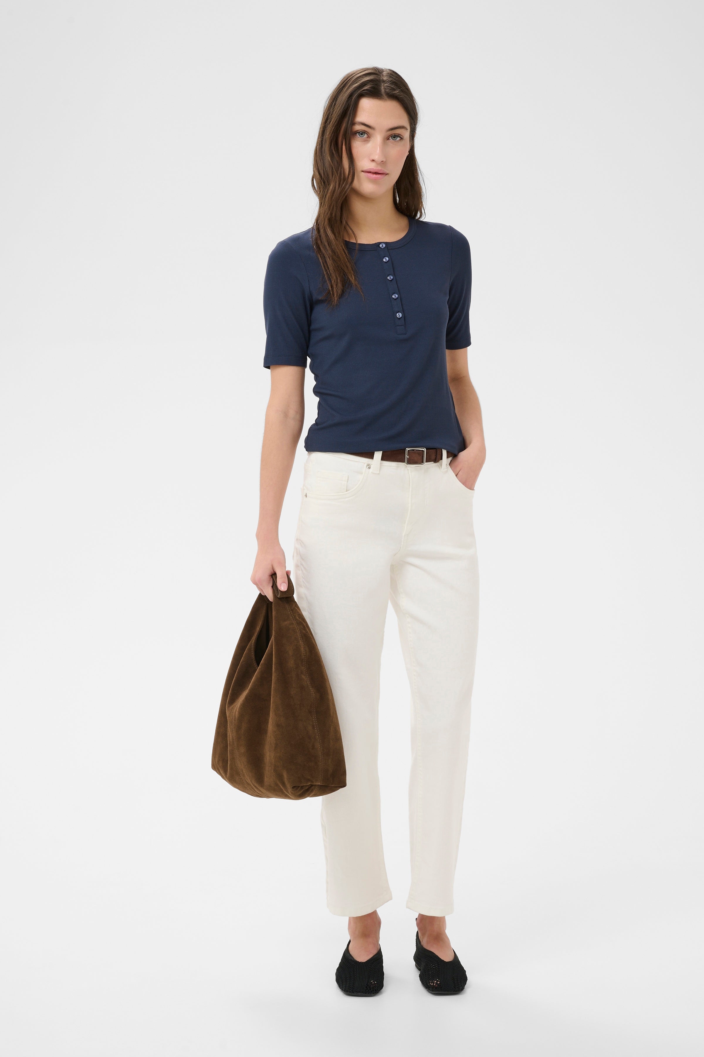 AngelinaPW Henley Tee  | Ribbed EcoVero T-shirt