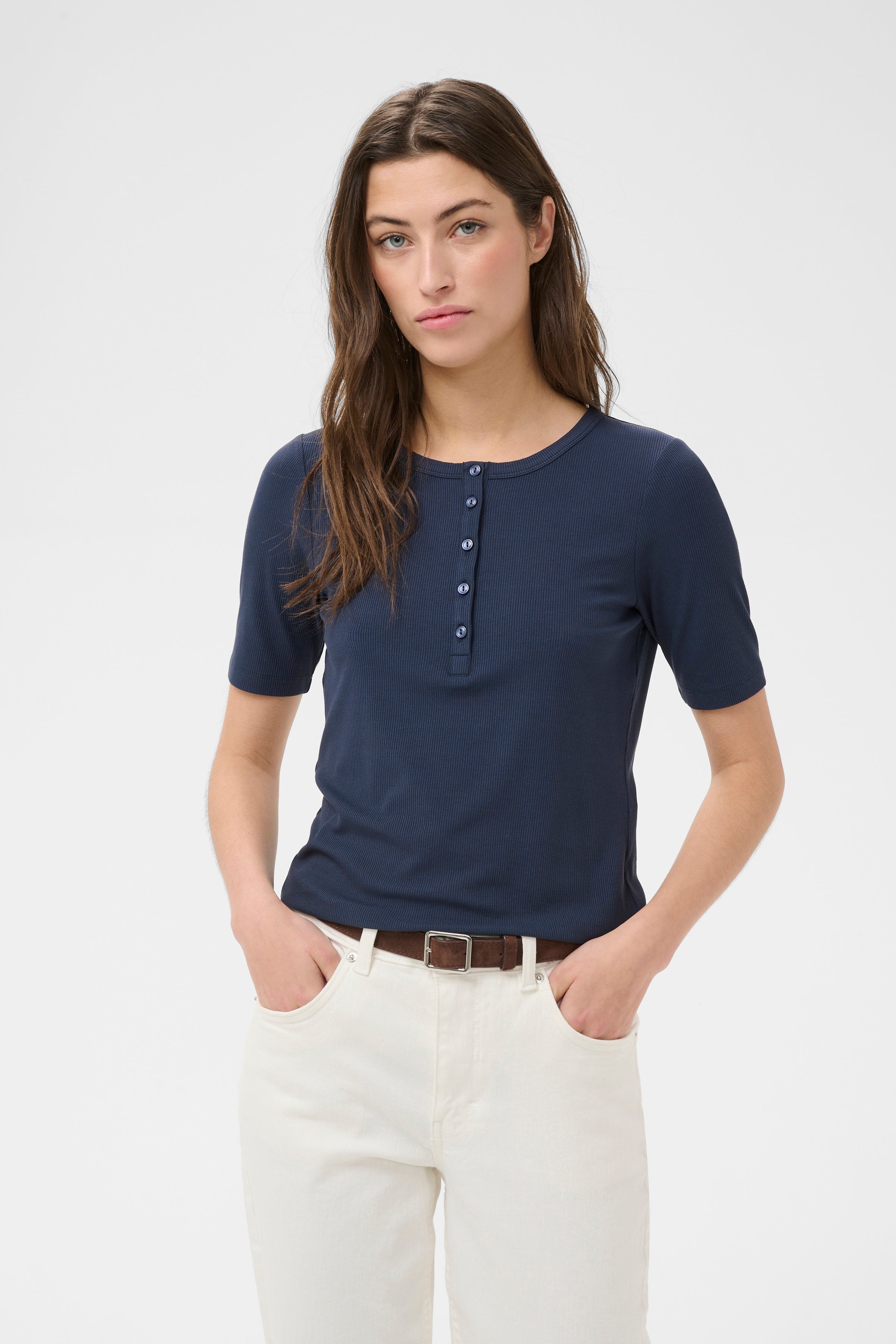 AngelinaPW Henley Tee  | Ribbed EcoVero T-shirt