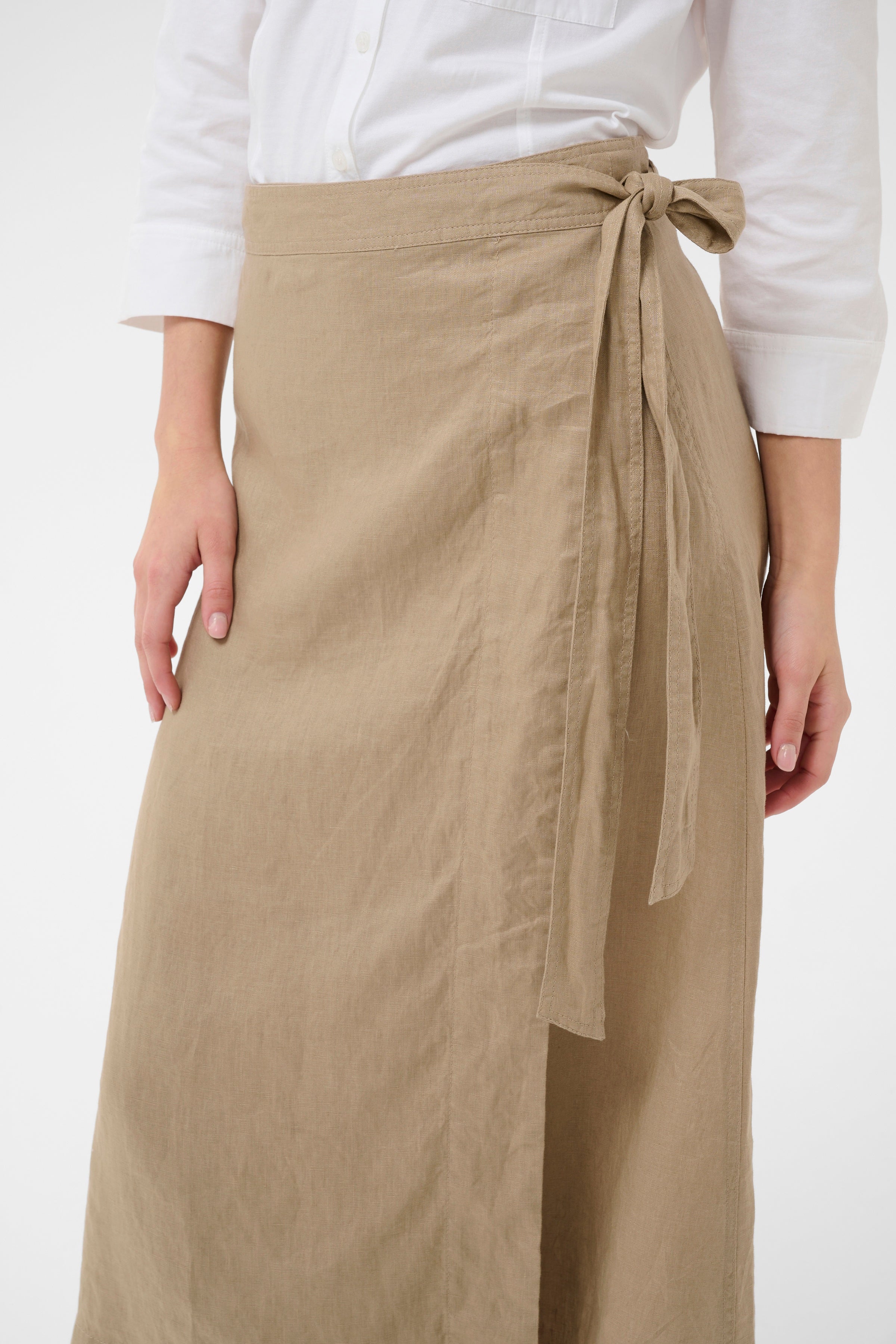 Part Two ArbellaPW Linen Wrap Skirt - Silver Mink | Midi Skirt