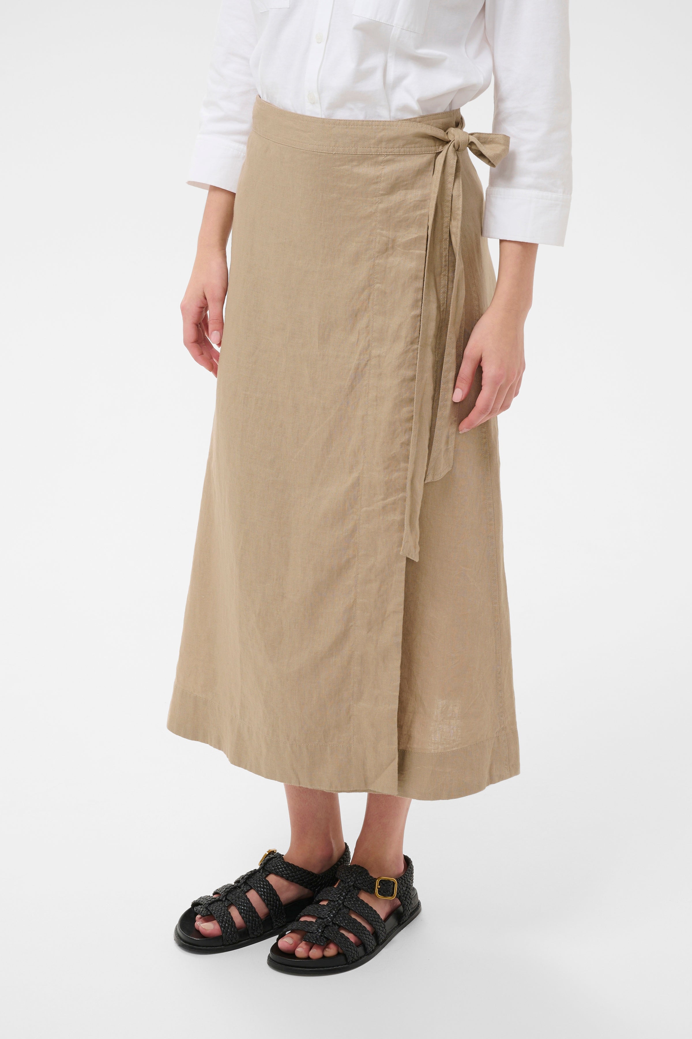 Part Two ArbellaPW Linen Wrap Skirt - Silver Mink | Midi Skirt