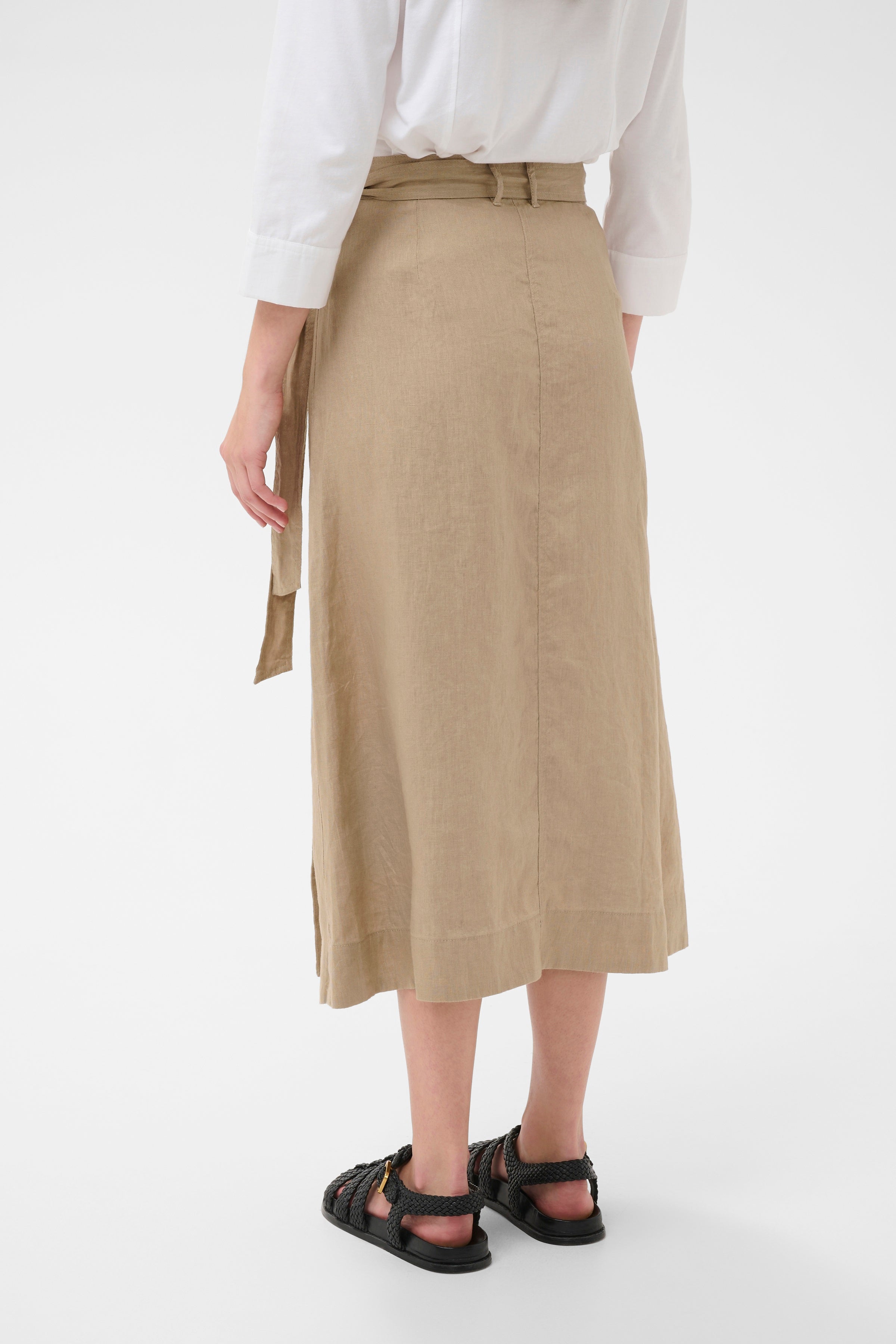 Part Two ArbellaPW Linen Wrap Skirt - Silver Mink | Midi Skirt
