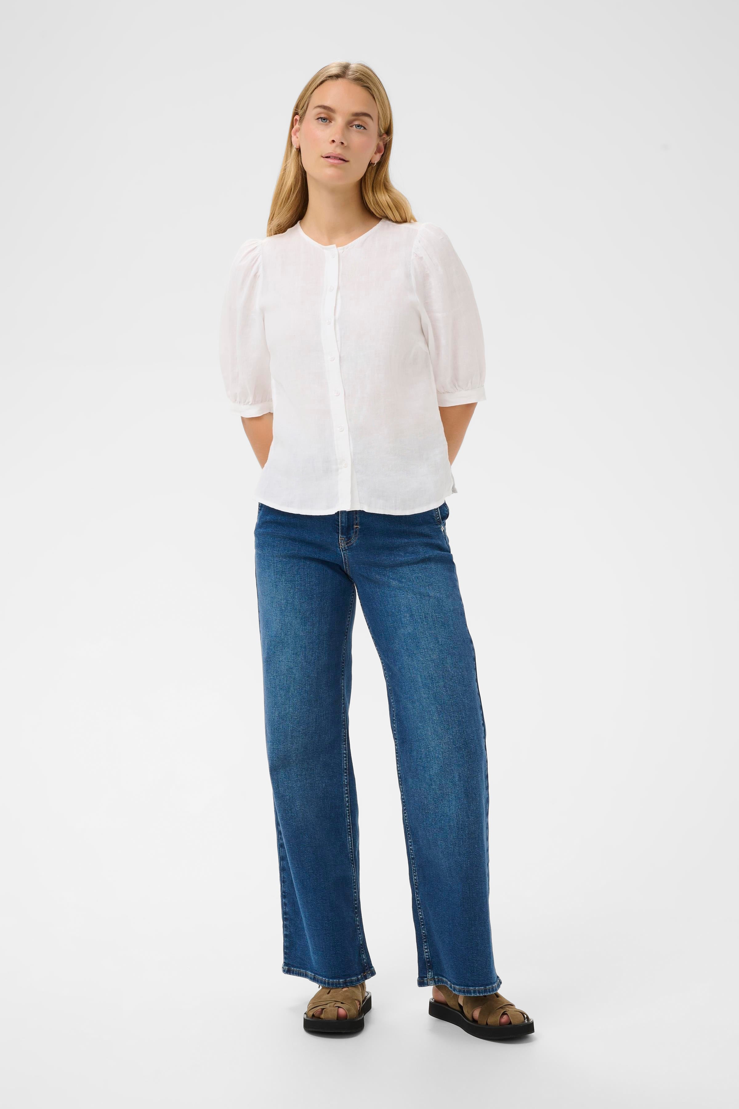 Part Two Azra Linen Shirt - White | 100% Linen Short Sleeve Top