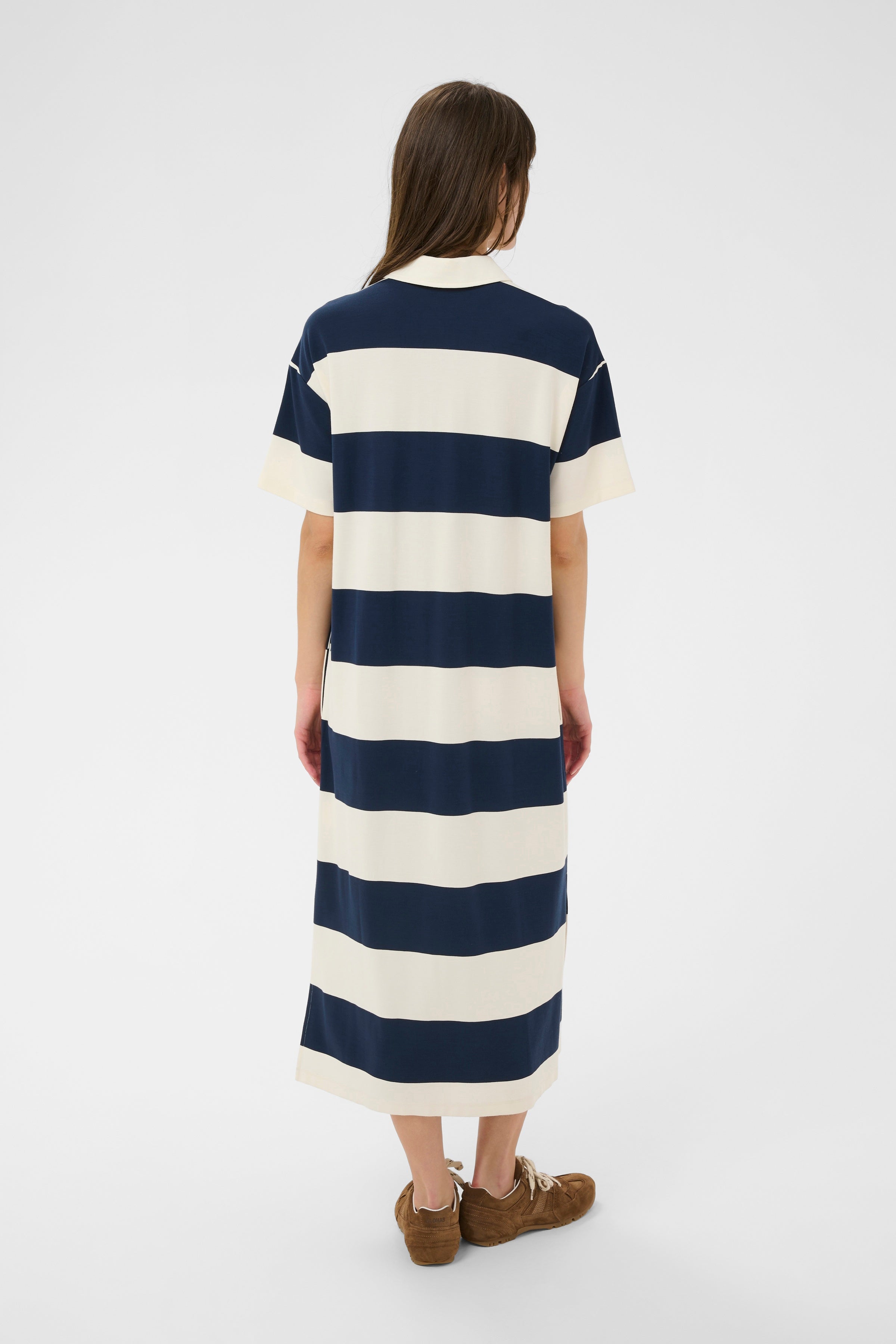 Part Two AlisePW Striped Polo Dress - Navy & Cream | Maxi Dress