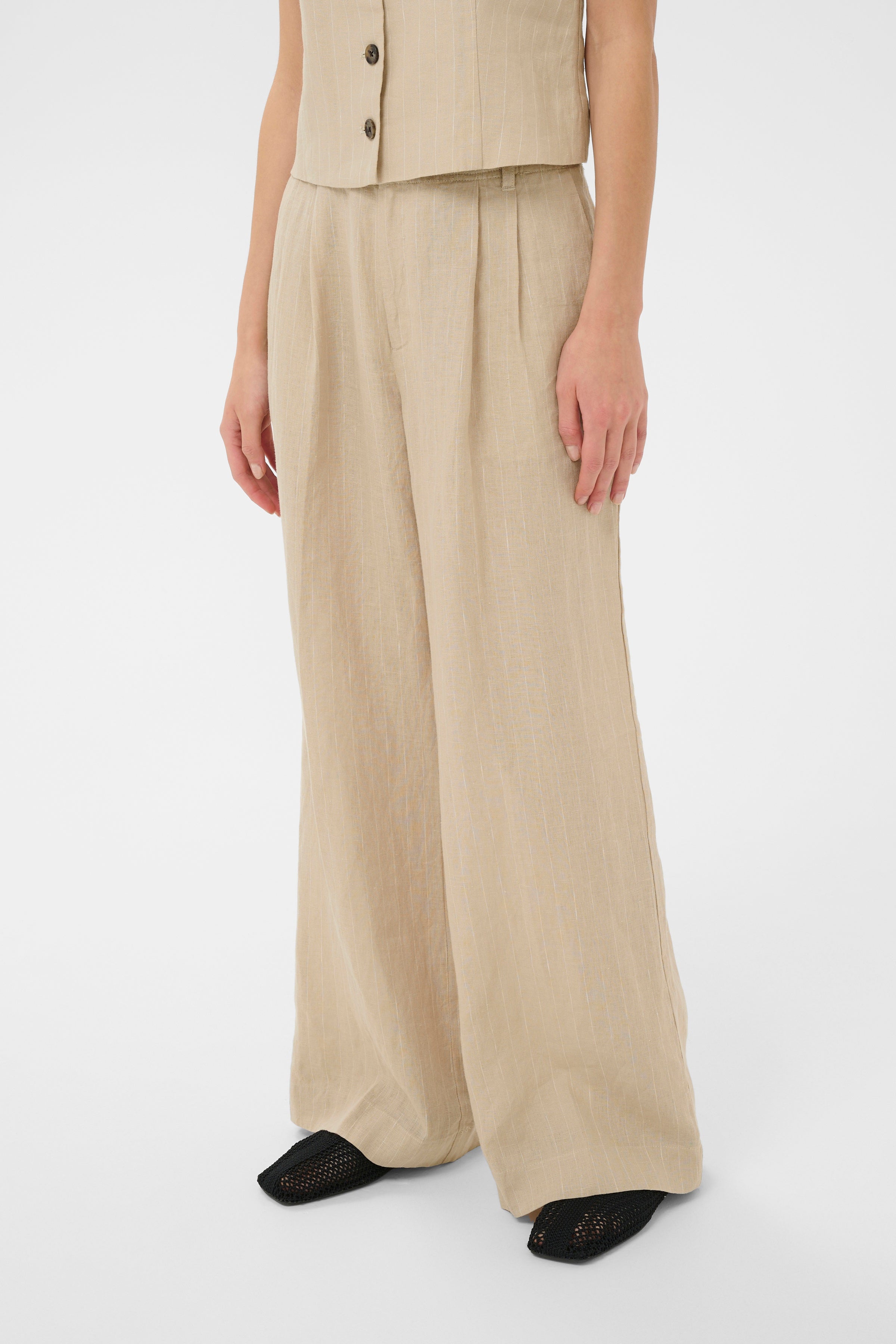 Aliya Trousers - Neutral Pinstripe