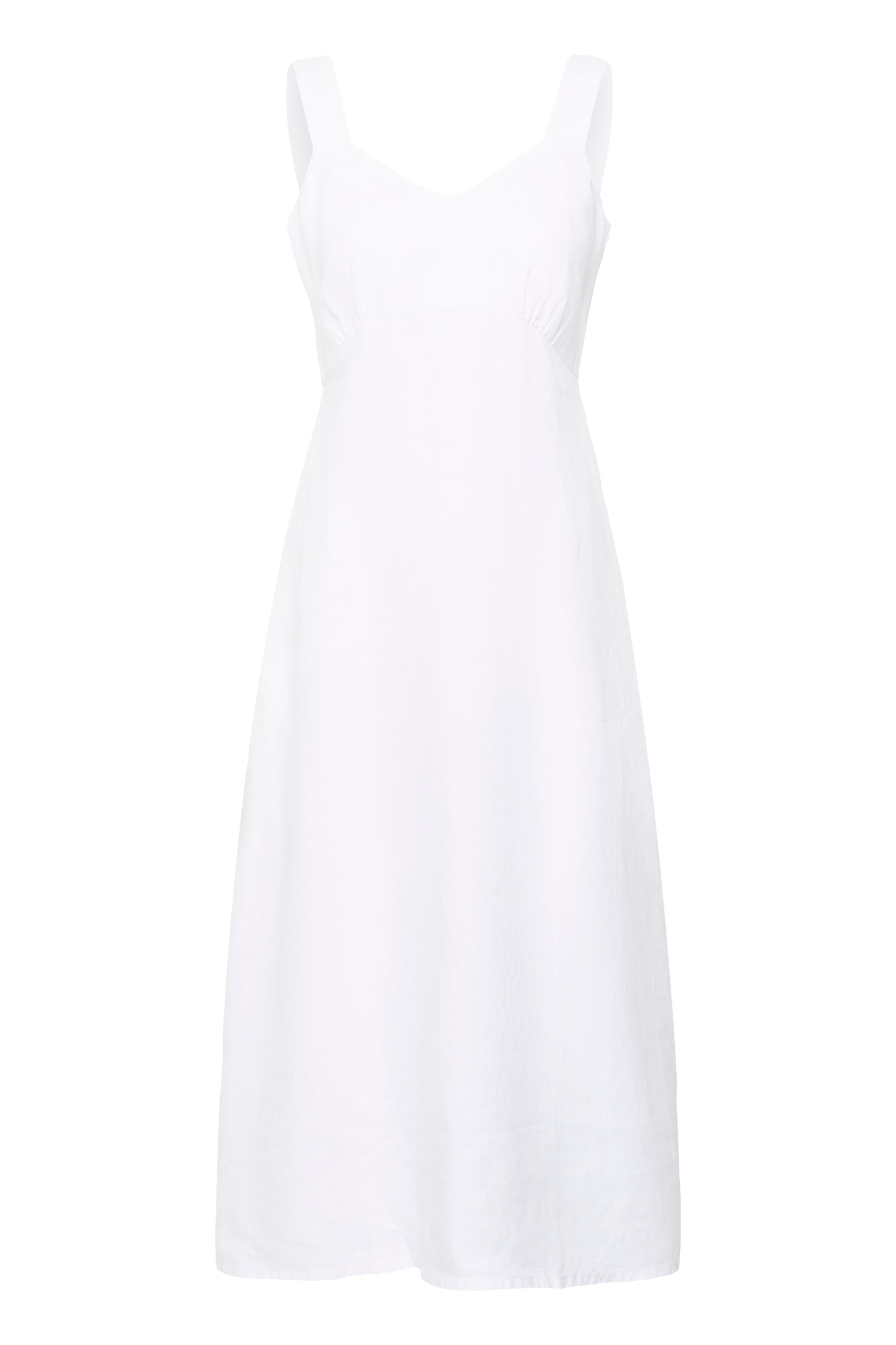 100% Linen white long dress