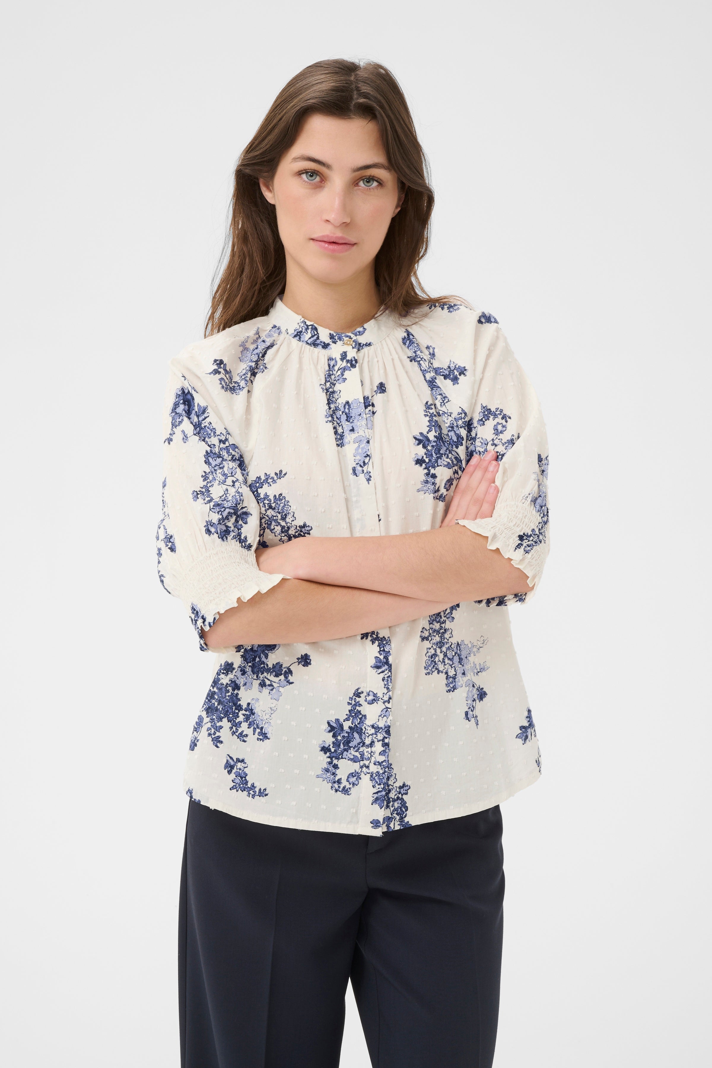 Almeras Shirt - Blue Shadow Flower Print