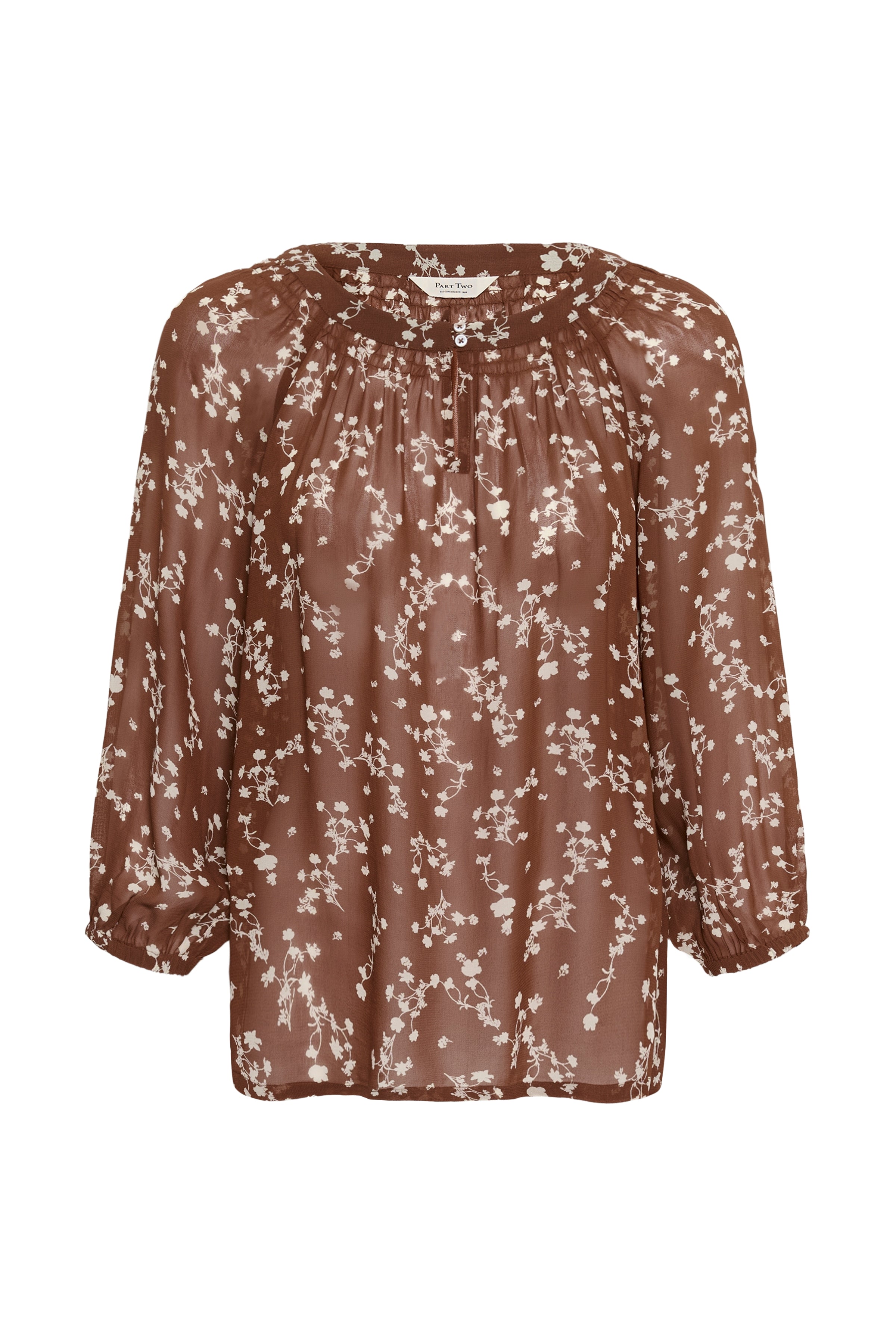 Catin Blouse - Brown Out Leaf Print