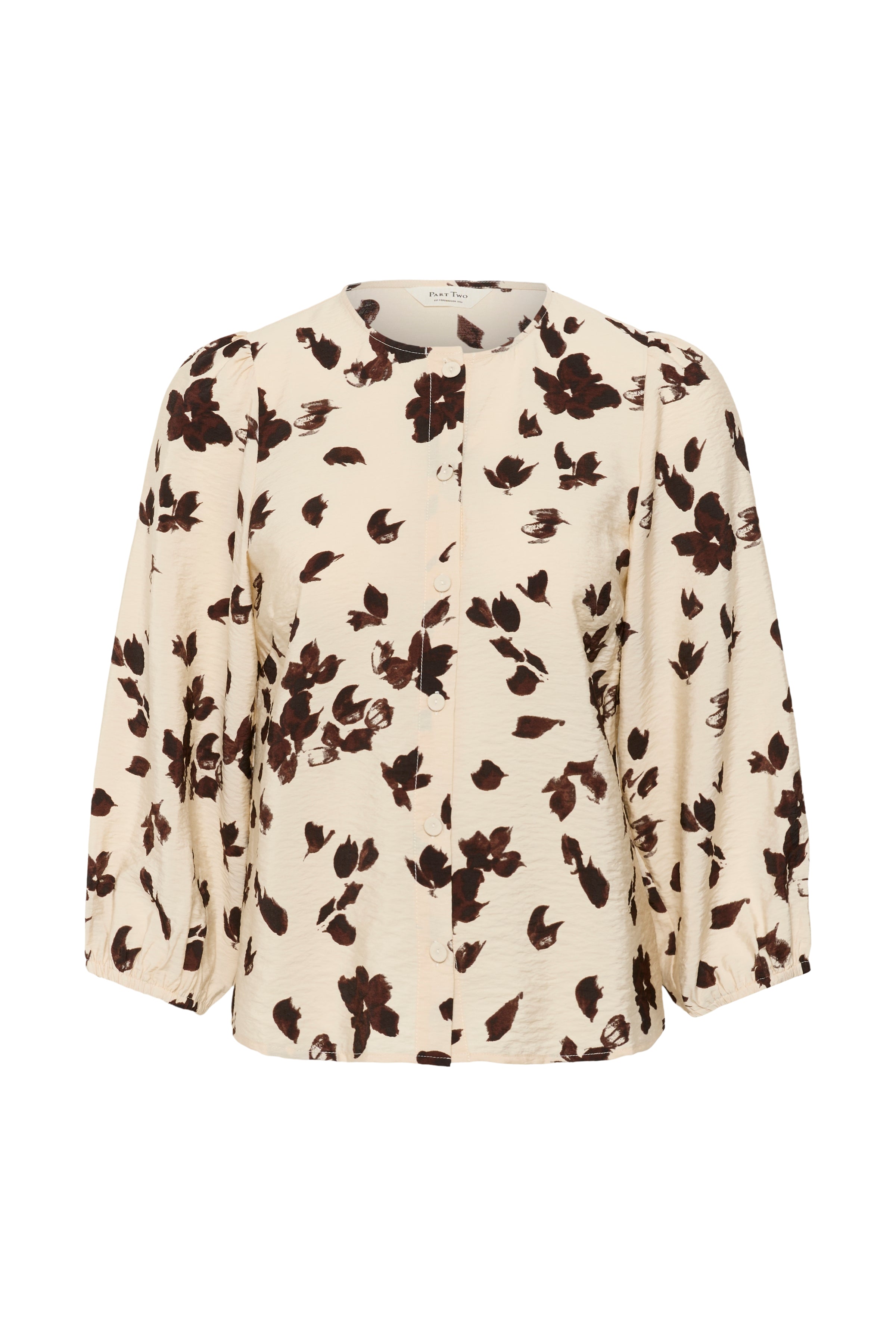 Channie Shirt - Oatmeal Feather Flower Print