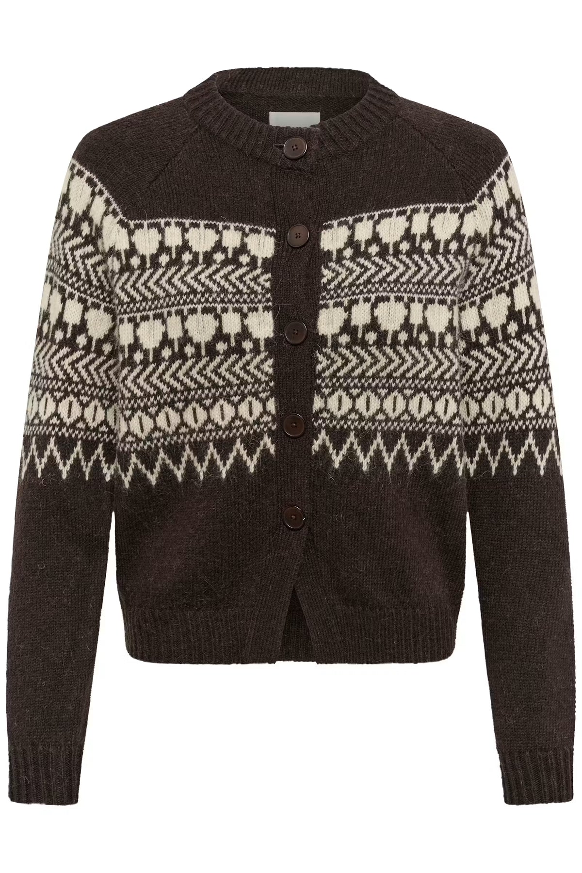 Charmaine Cardigan - Mole/Whitecap Jacquard