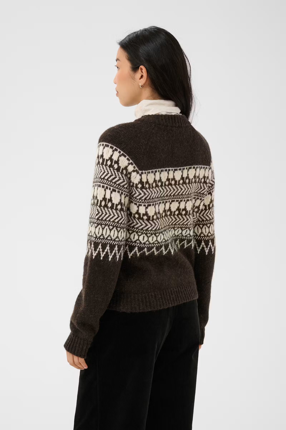 Charmaine Cardigan - Mole/Whitecap Jacquard