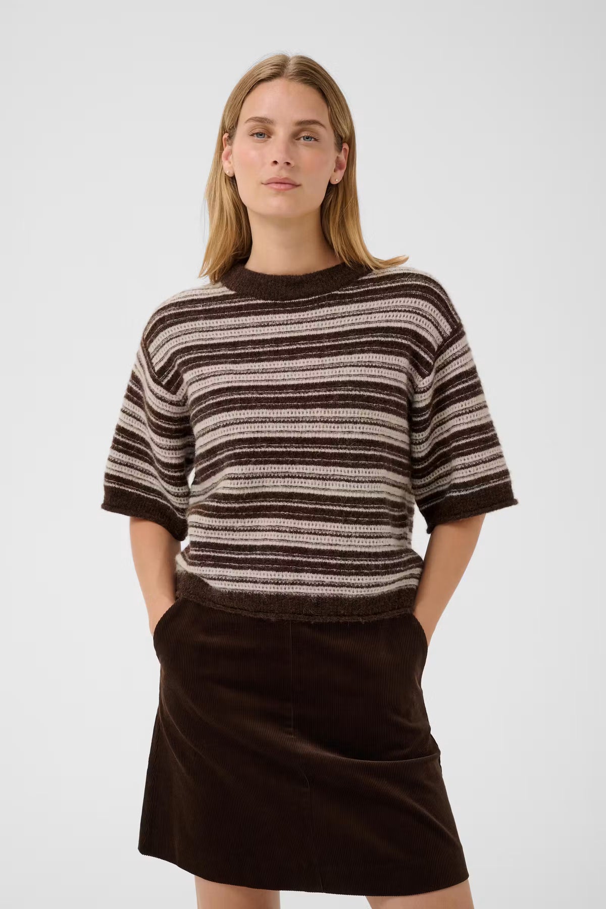 Part Two Ceryspw relaxed alpaca wool blend crewneck sweater in oatmeal melange.