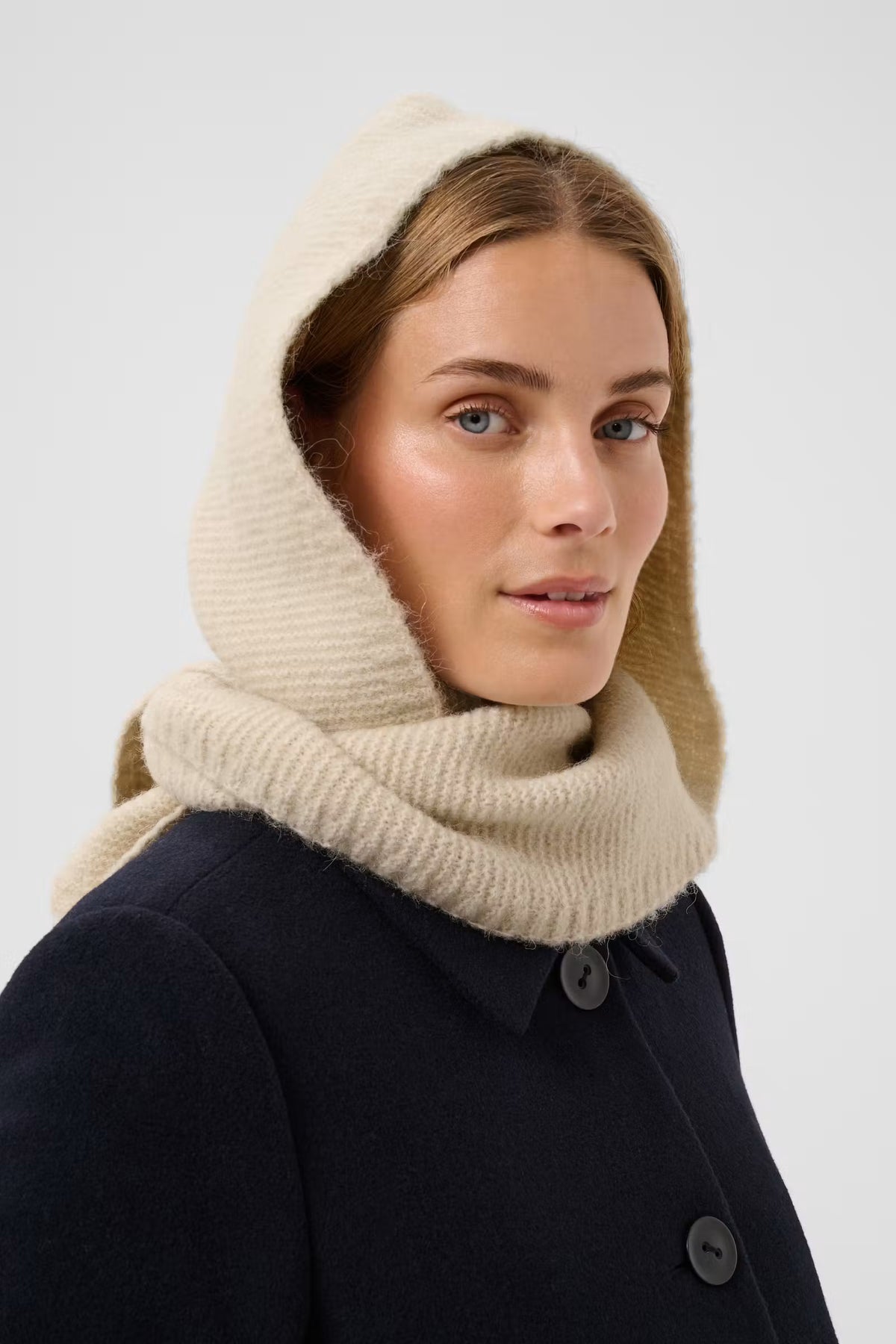Part Two CharlinePW soft knitted long winter scarf in moonbeam off-white.
