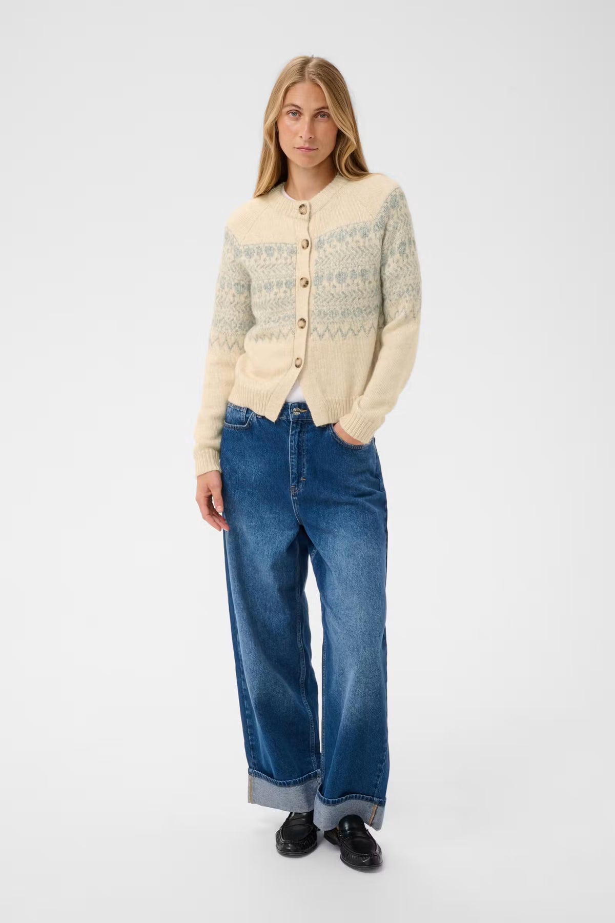 Charmaine Cardigan - Whitecap/Grey Jacquard