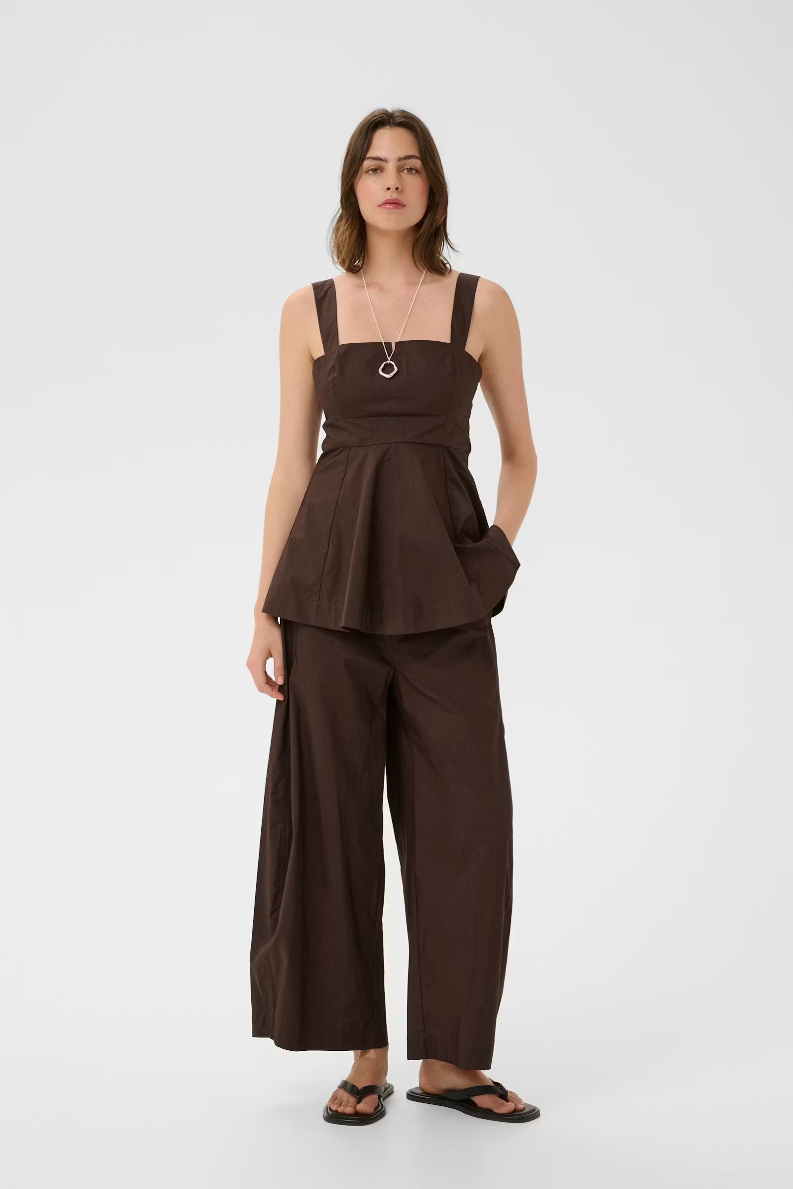 Raven Poplin Trousers - Coffee Bean