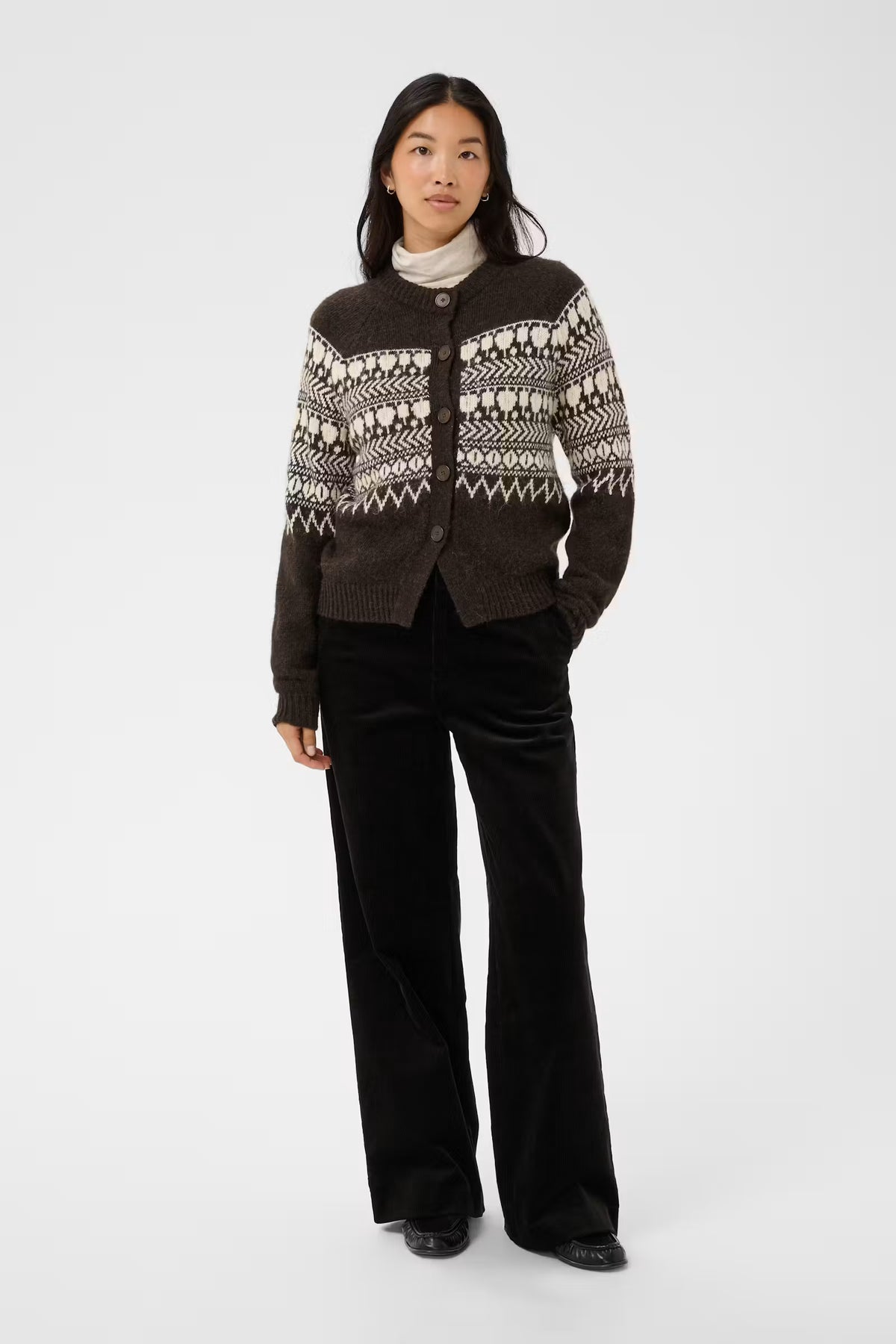 Charmaine Cardigan - Mole/Whitecap Jacquard