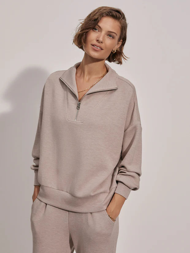 Hawley Half-Zip Sweat - Taupe Marl