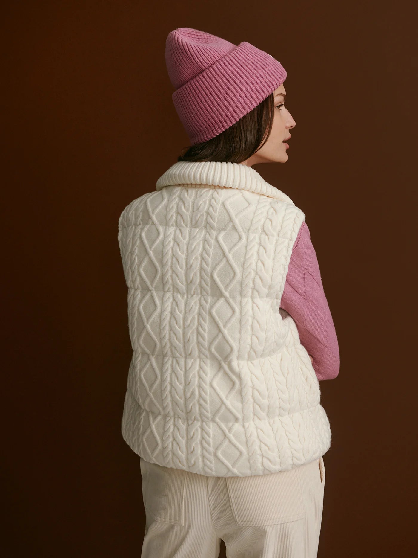 Irina Cable Knit Gilet - Egret