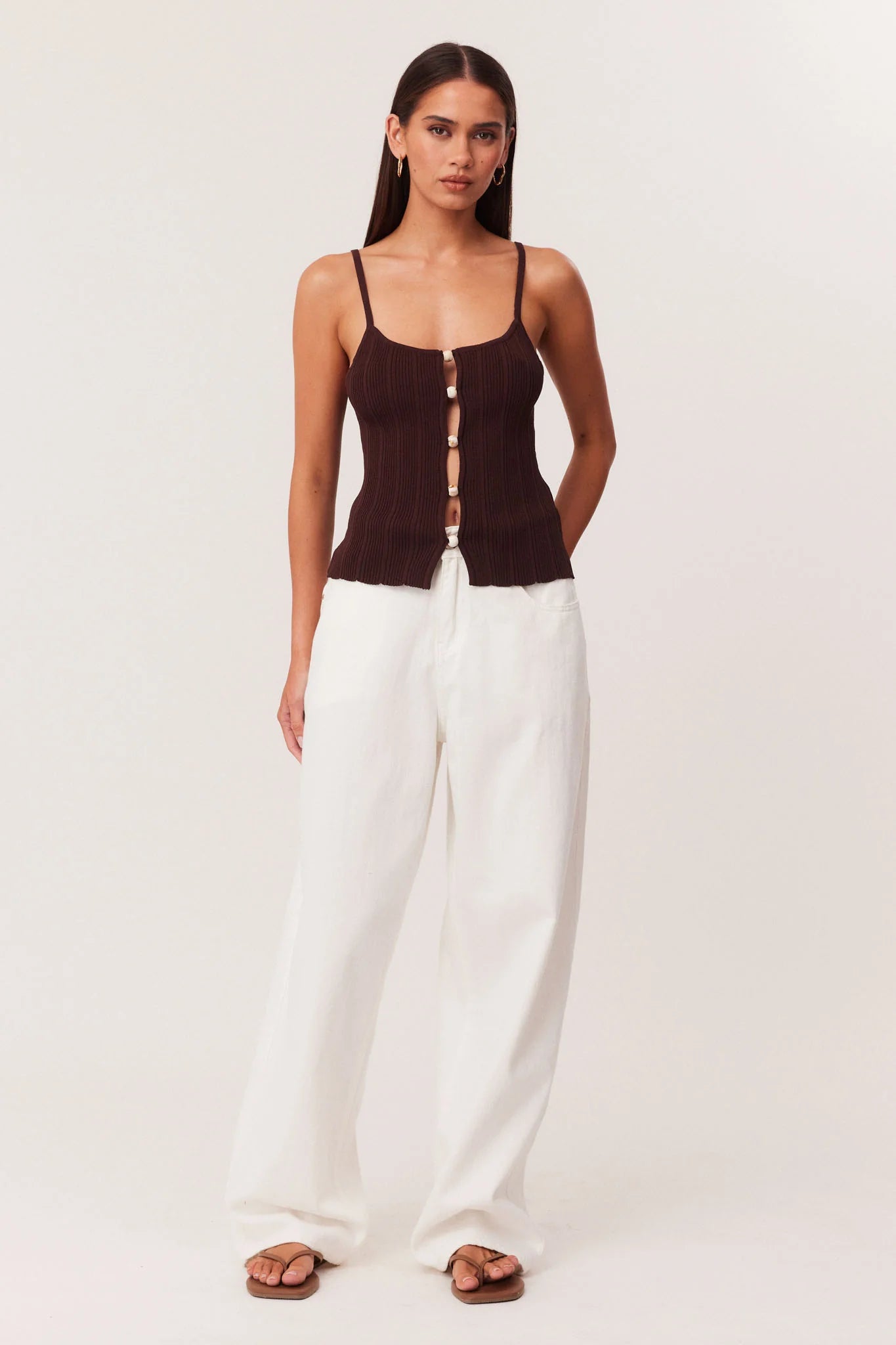 Odessa Knit Tank Top - Chocolate
