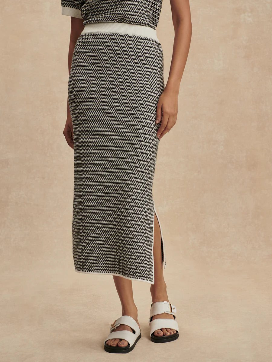 Sinclair Knit Skirt - Snow White/ Black