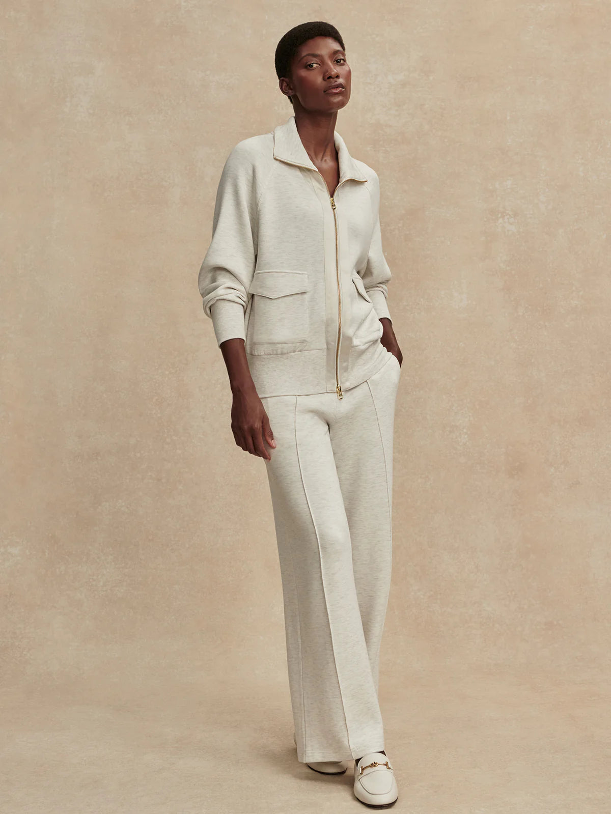 Roxbury Zip Through - Ivory Marl