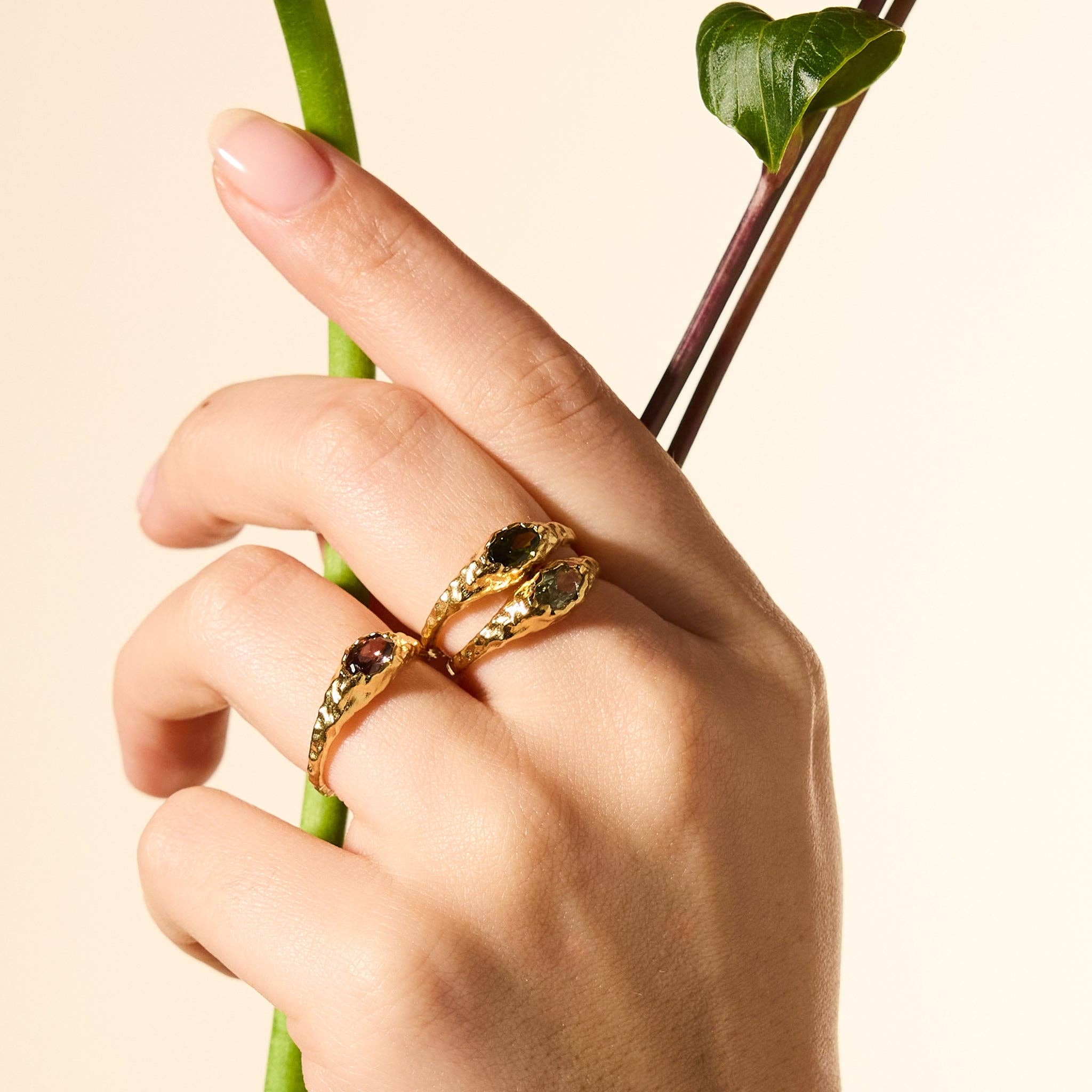 Maria Mini Celadon Ring - Gold