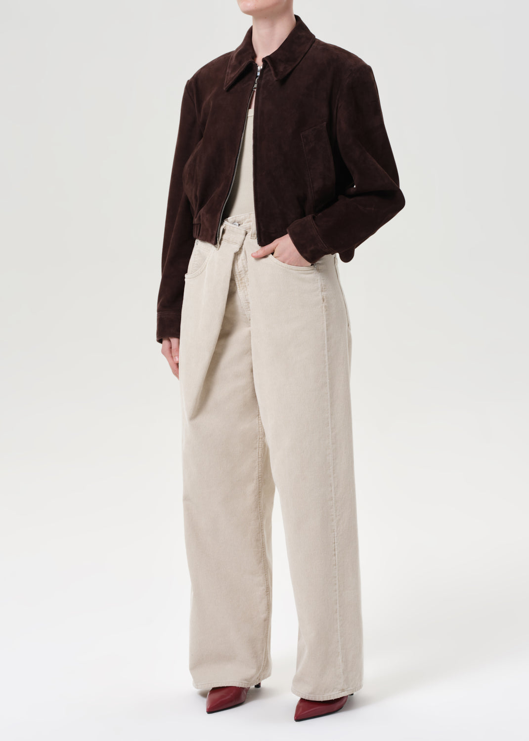 Nahla Cropped Suede Jacket - Root