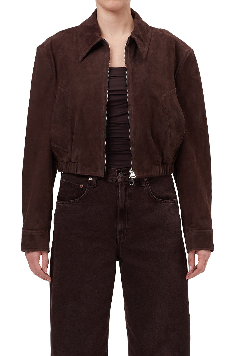 Nahla Cropped Suede Jacket - Root