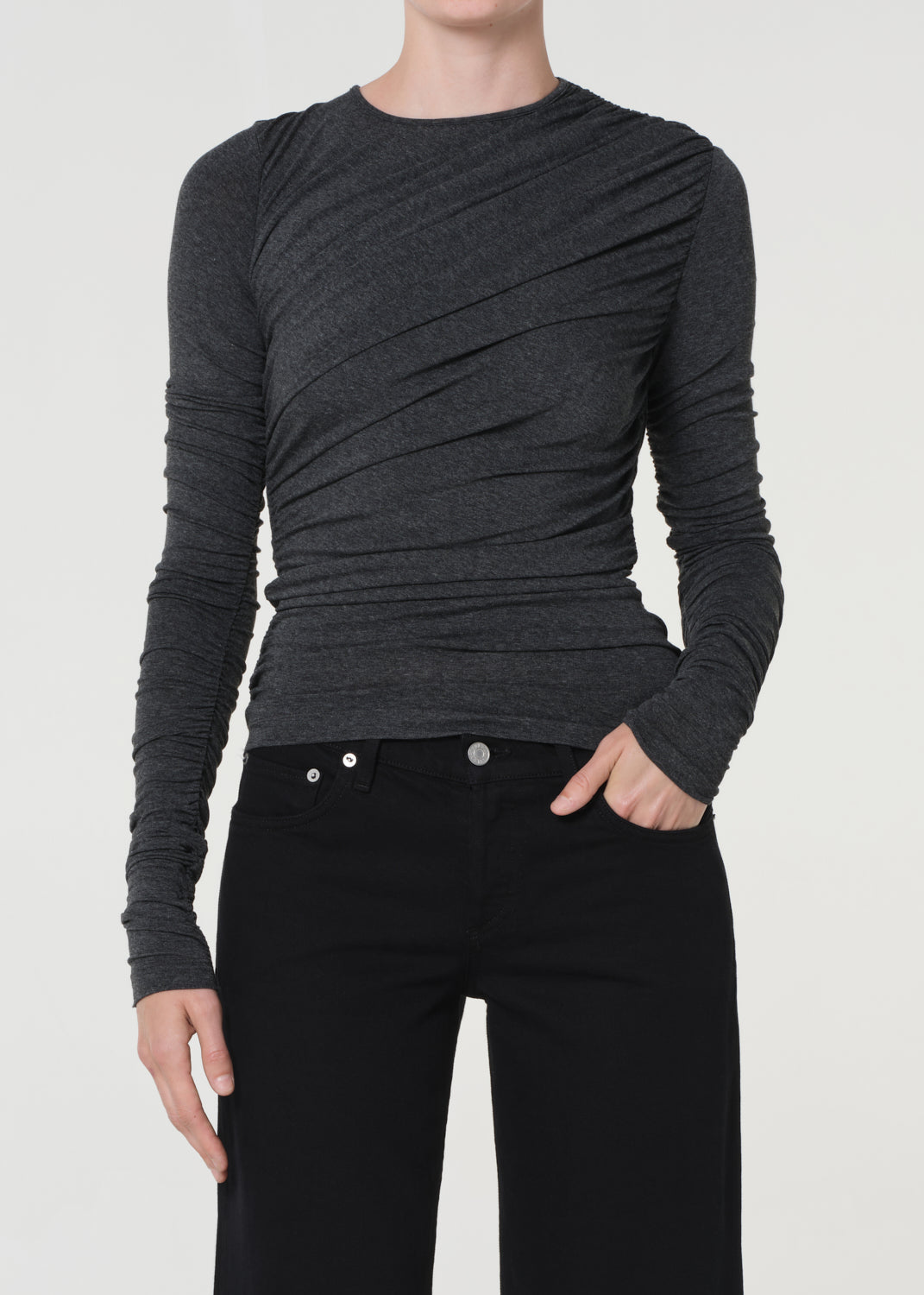 Tania Twist Tee - Charcoal Heather