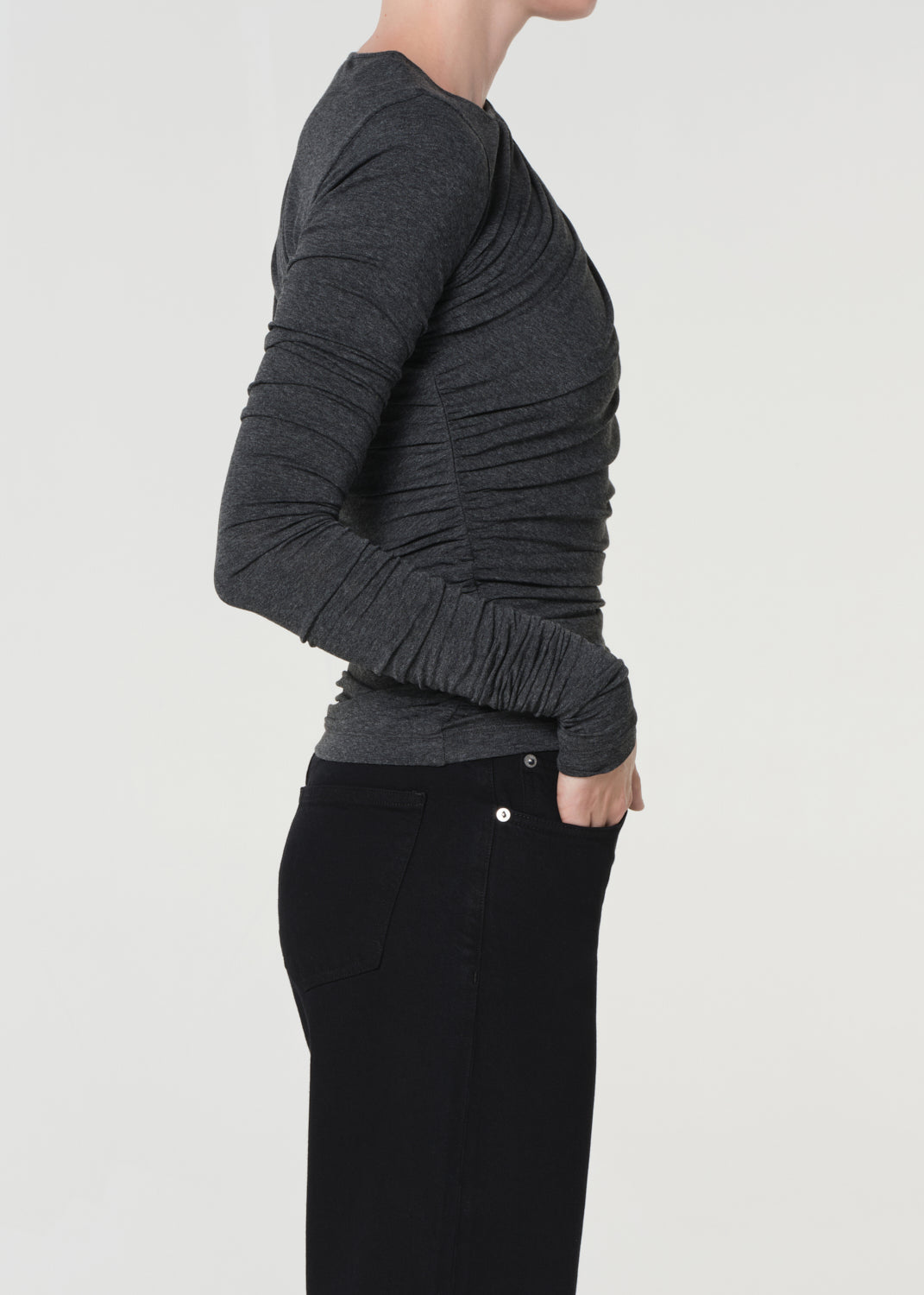 Tania Twist Tee - Charcoal Heather