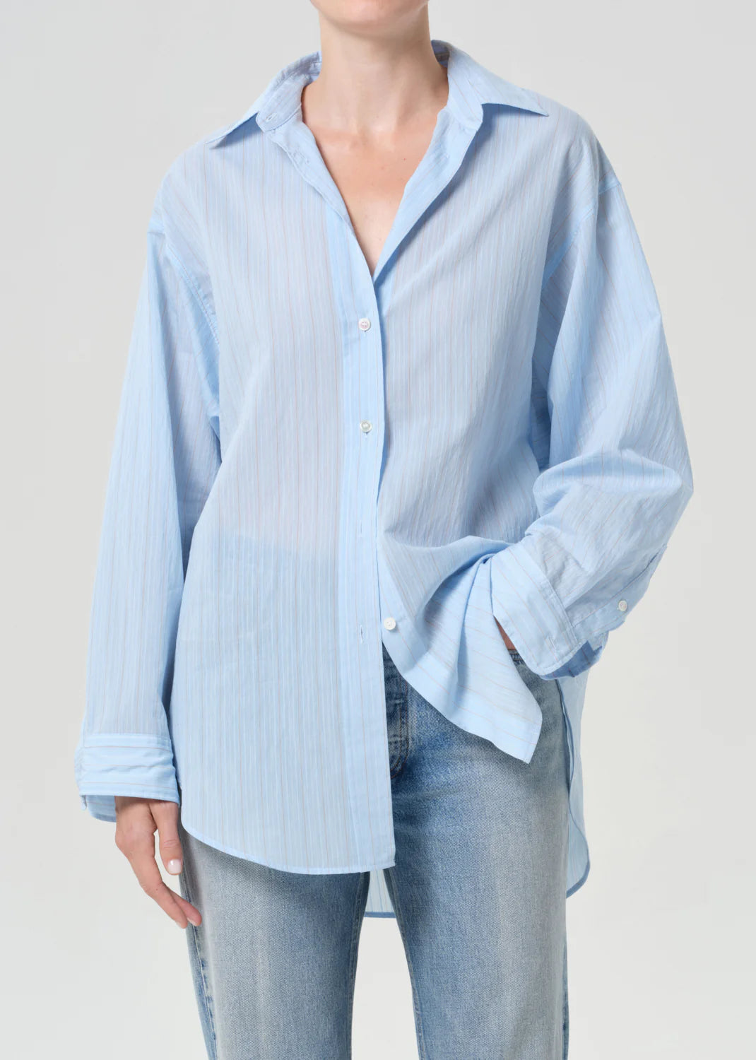 Sona Shirt - Fontana Stripe Powder Blue