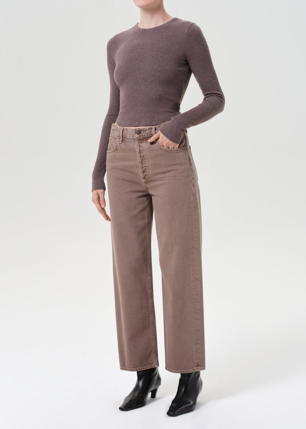 agolde wide leg brown jean