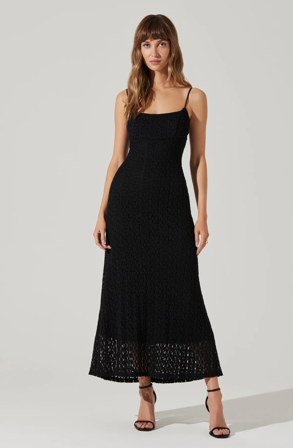 Renaisse Textured Maxi Dress - Black