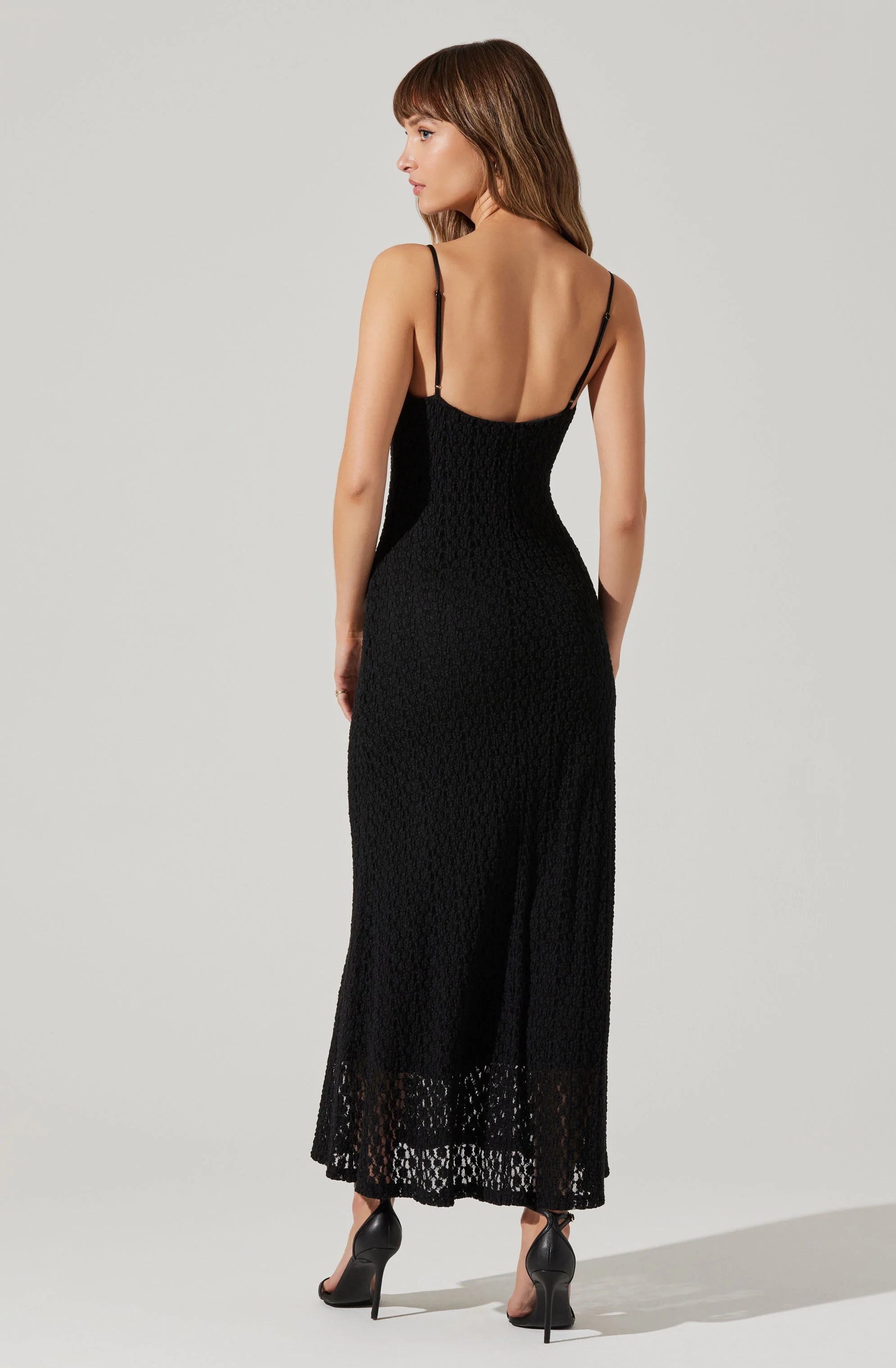 Renaisse Textured Maxi Dress - Black