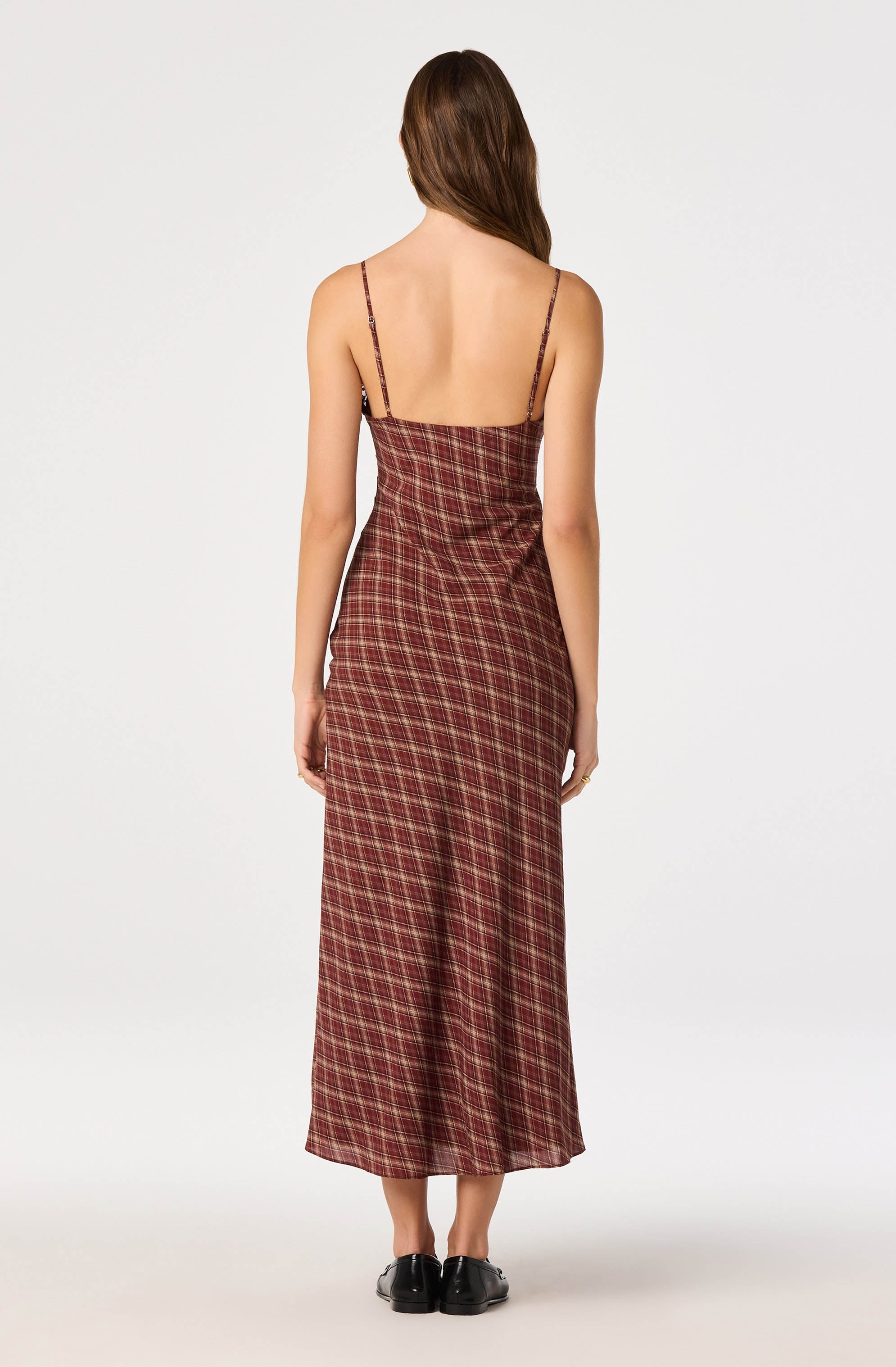 Carin Dress - Wine Plaid